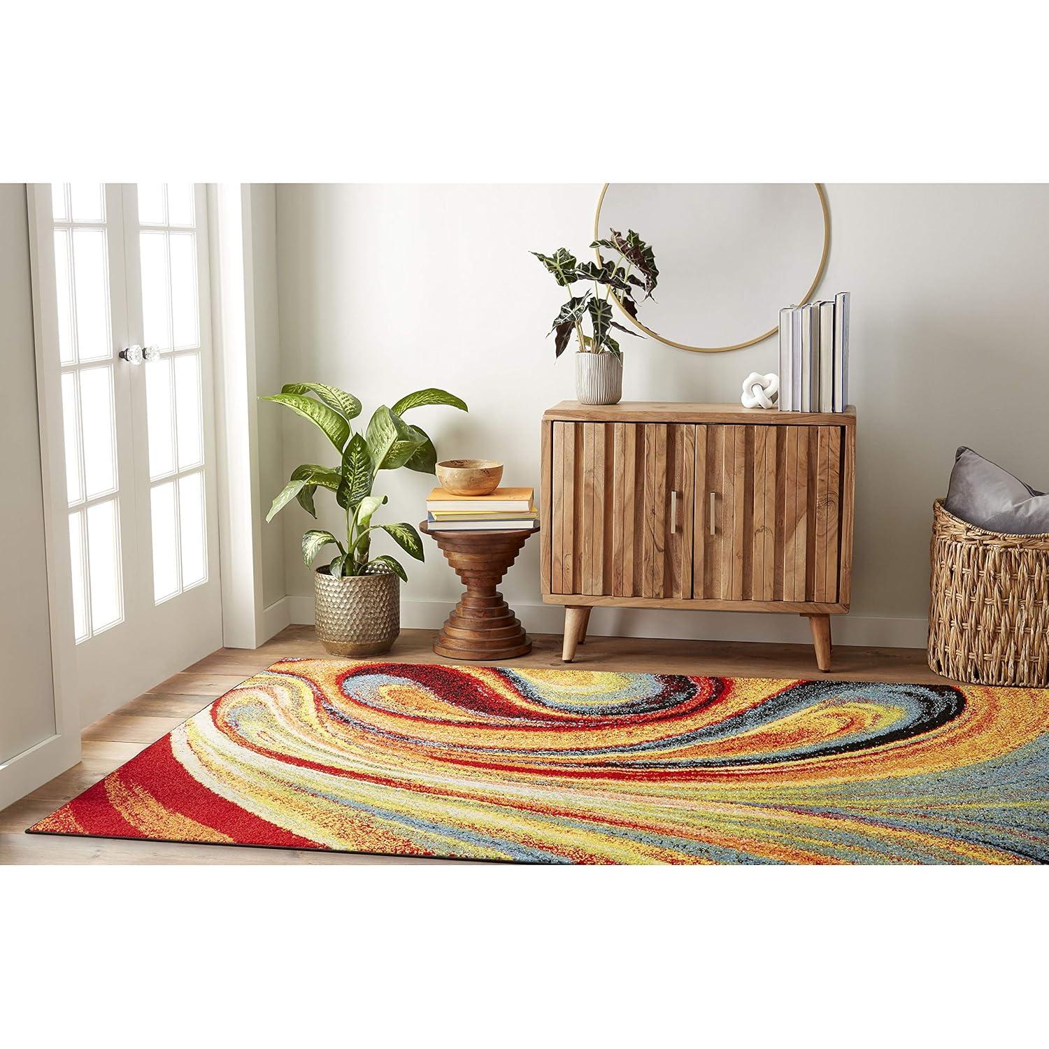 Home Dynamix Splash Adja Contemporary Abstract Swirl Area Rug, Red/Blue, 7'10"x10'2"