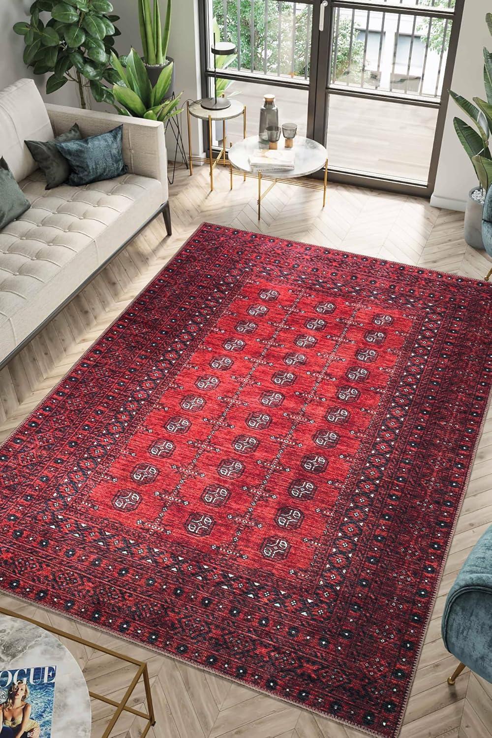 Keen Home Design Machine Washable Area Rugs with Non-slip Backing, Ideal for Hallway, Living Room, Bedroom, Kitchen and Laundry Room, Vintage Moroccan and Low Pile Rug ( 3' x 5' )