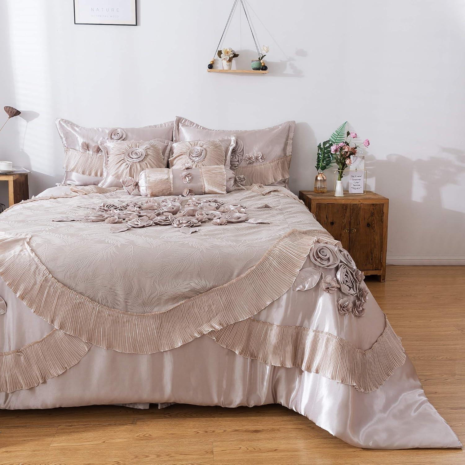 Tache Home Fashion Ferndale Modern & Contemporary Satin Floral Comforter Set