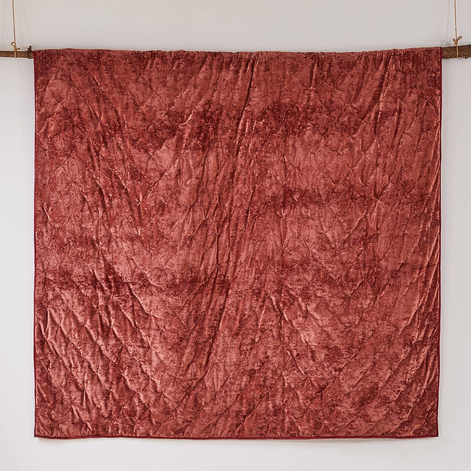 Luxurious King-Sized Reversible Red Velvet Quilt