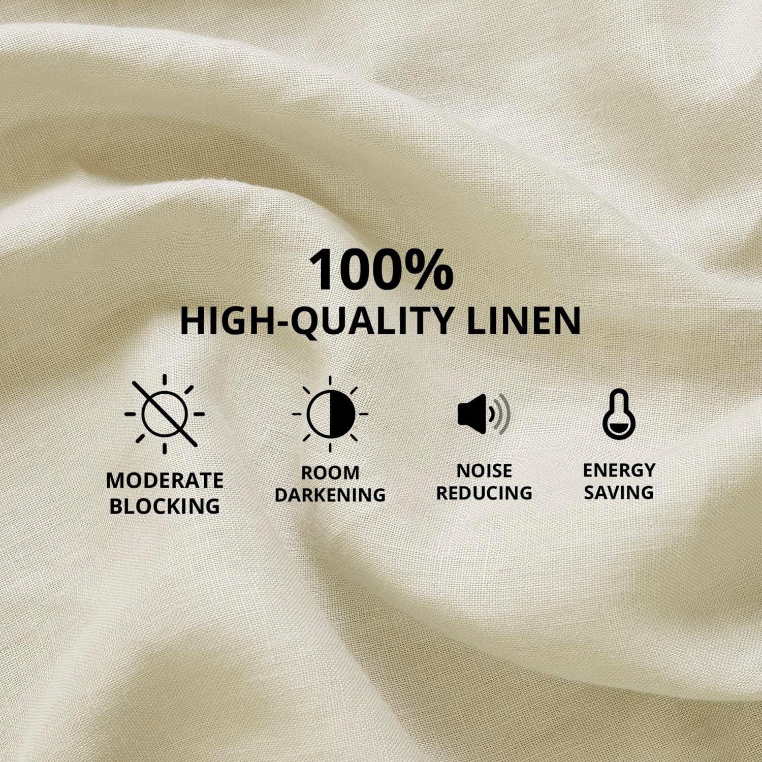 Exclusive Fabrics  French Linen Room Darkening Curtains Panel - Elegant luxurious Drapes (1 Panel) Ancient Ivory 50 X 120 120 Inches