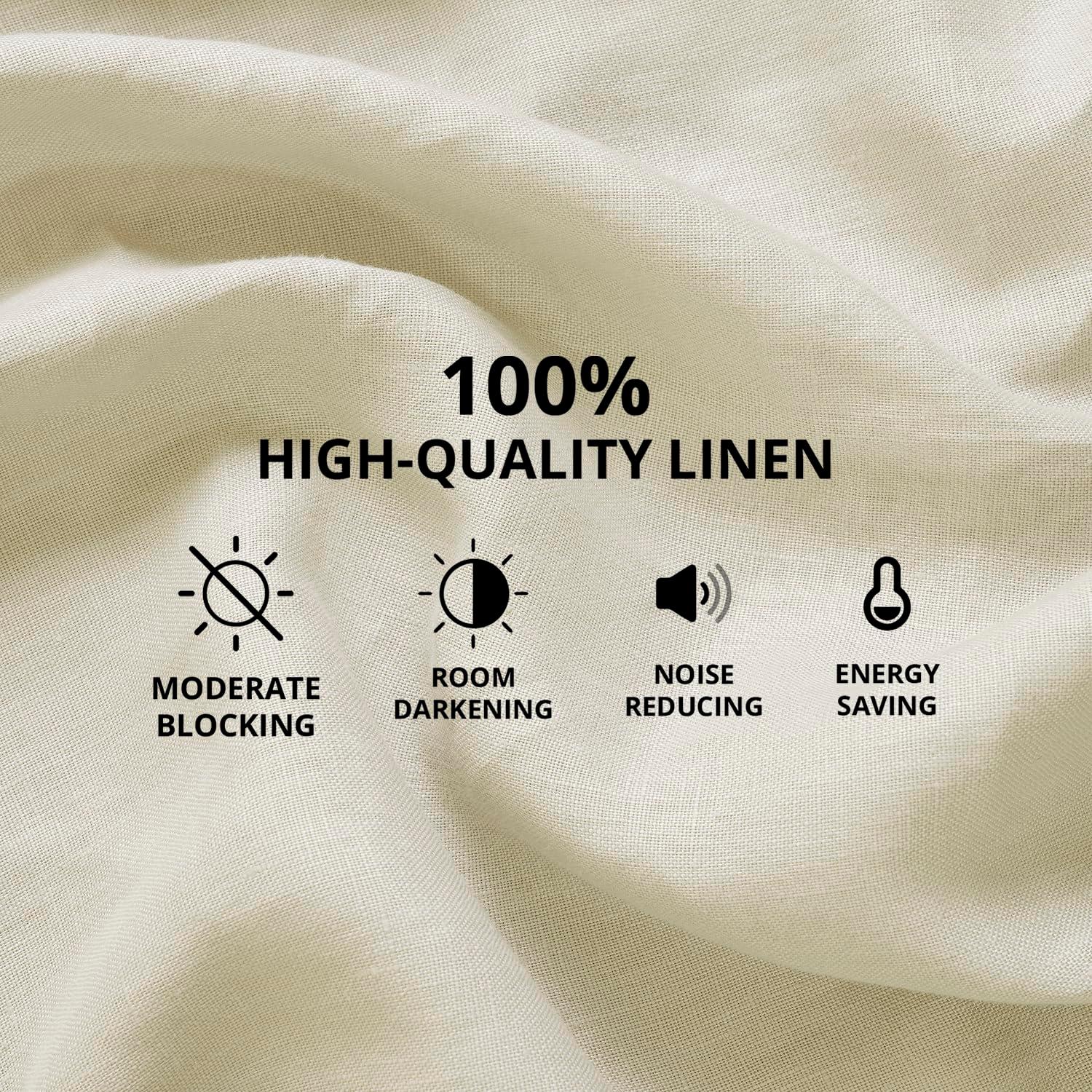 Exclusive Fabrics  French Linen Room Darkening Curtains Panel - Elegant luxurious Drapes (1 Panel) Ancient Ivory 50 X 120 120 Inches