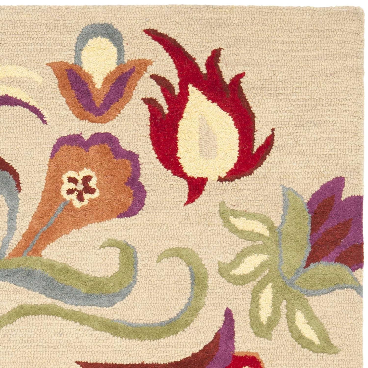Blossom BLM680 Hand Hooked Area Rug - Beige/Multi - 5'x8' - Safavieh.