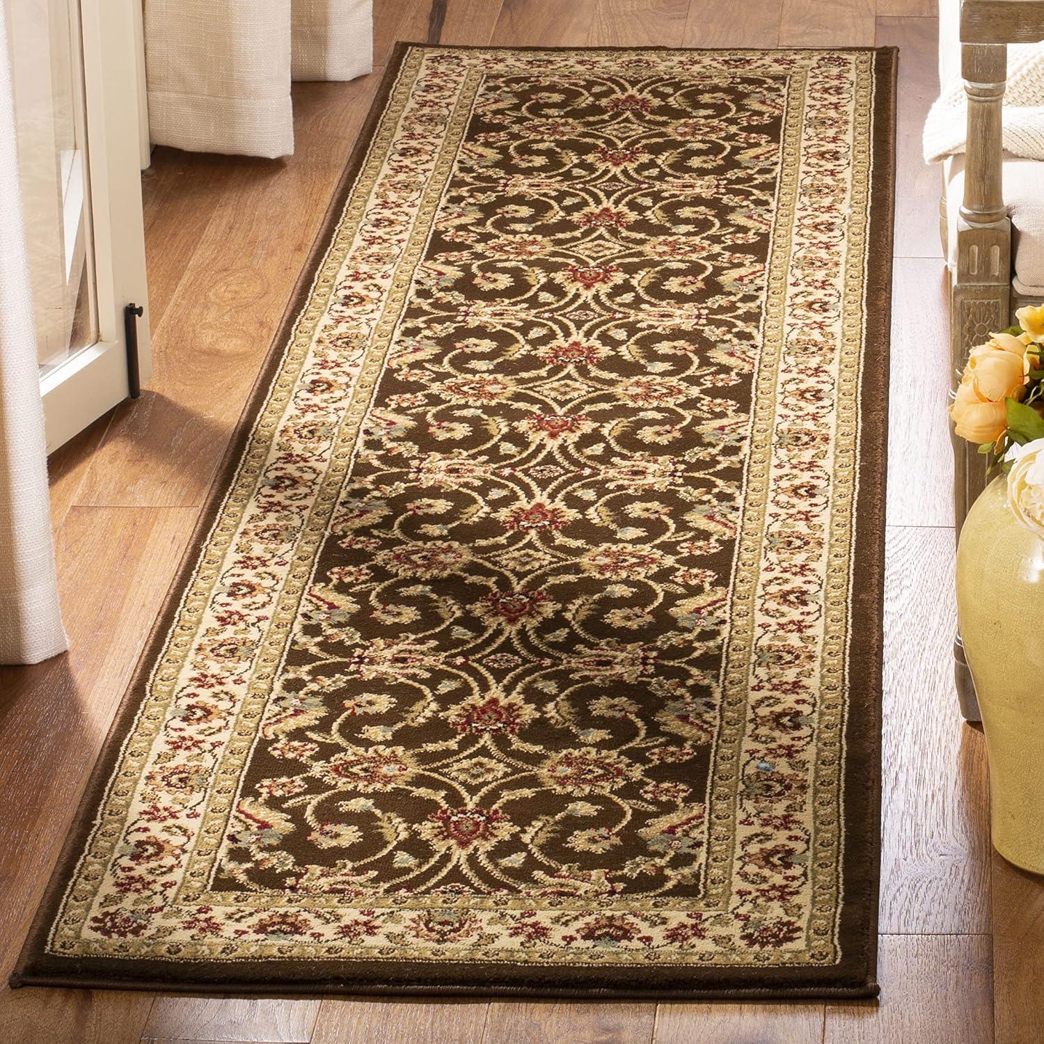 Lyndhurst LNH553 Power Loomed Runner Rug - Brown/Ivory - 2'3"x12' - Safavieh