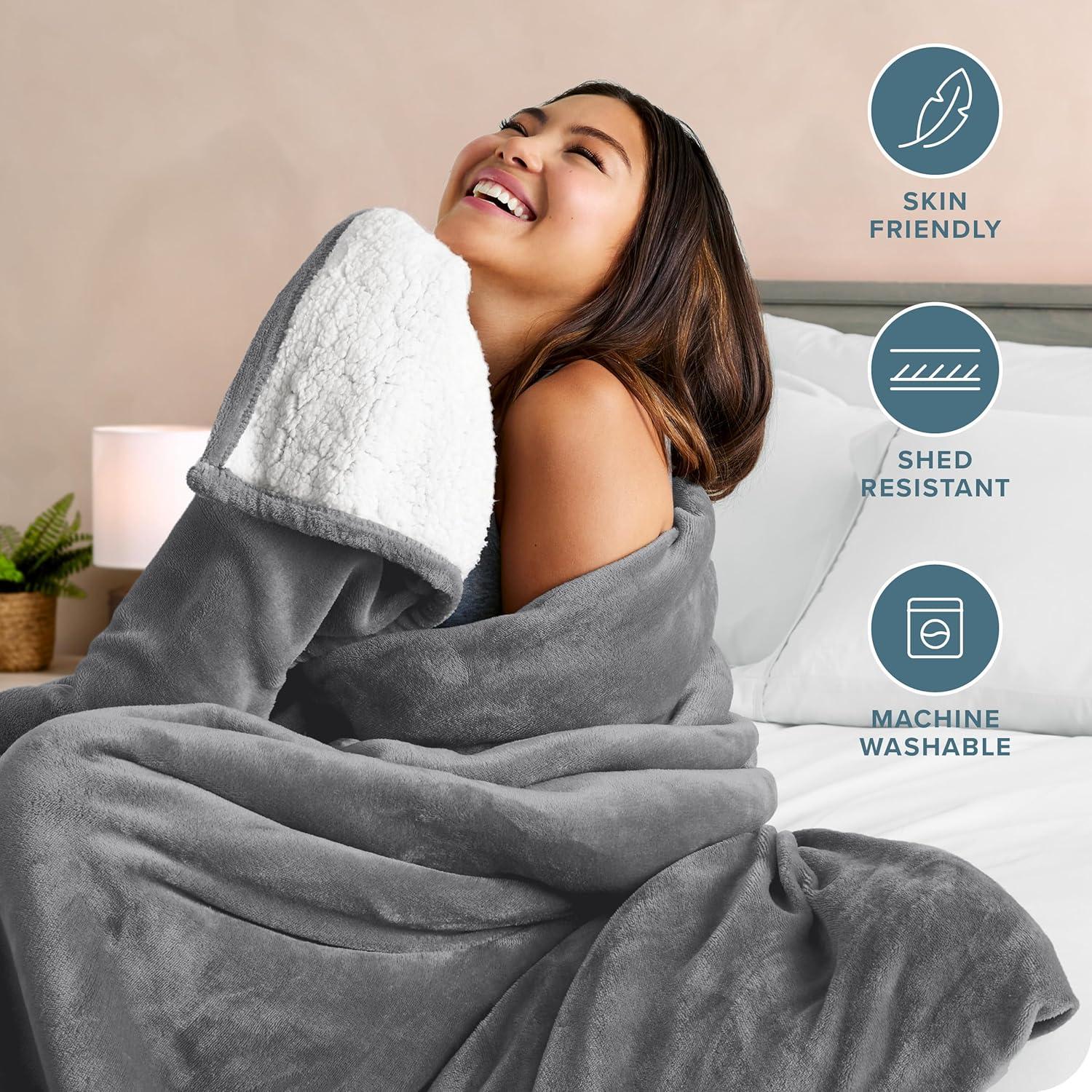 Bare Home Sherpa Fleece Blanket