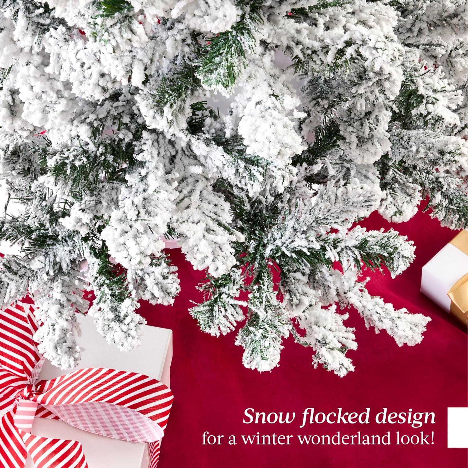 Best Choice Products Snow Flocked Artificial Pencil Christmas Tree Holiday Decoration w/ Metal Stand