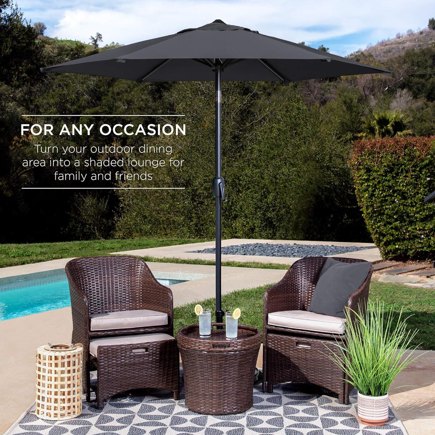 Best Choice Products 7.5ft Heavy-Duty Outdoor Market Patio Umbrella w/ Push Button Tilt, Easy Crank, Gray