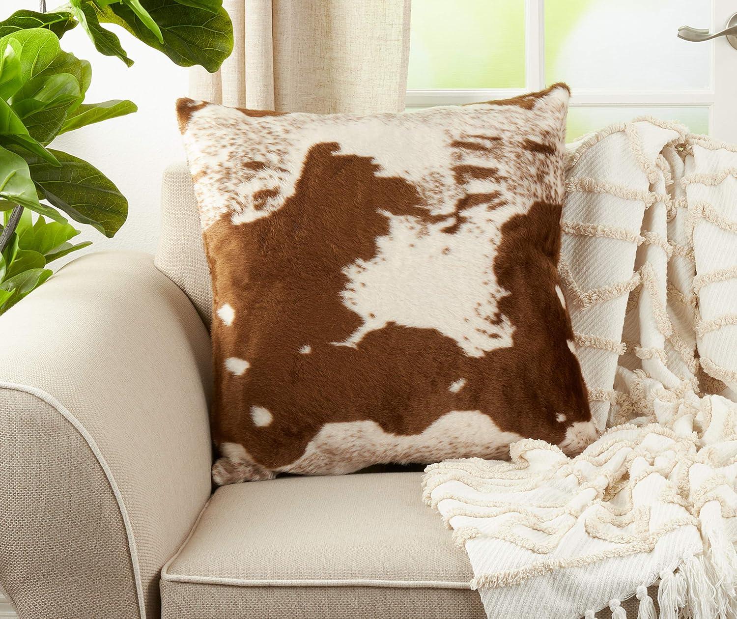 Saro Lifestyle Urban Faux Cowhide Poly Filled Pillow