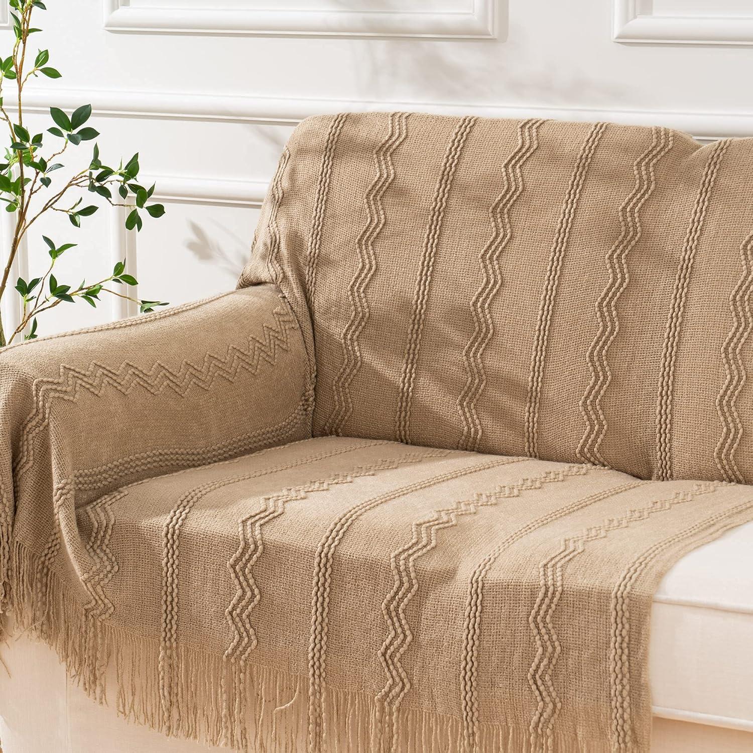 Battilo Home Throw Blanket For Couch, Solid Throw Blanket For Home Decor, Knit Throw Blankets For Bed, 50"X60"