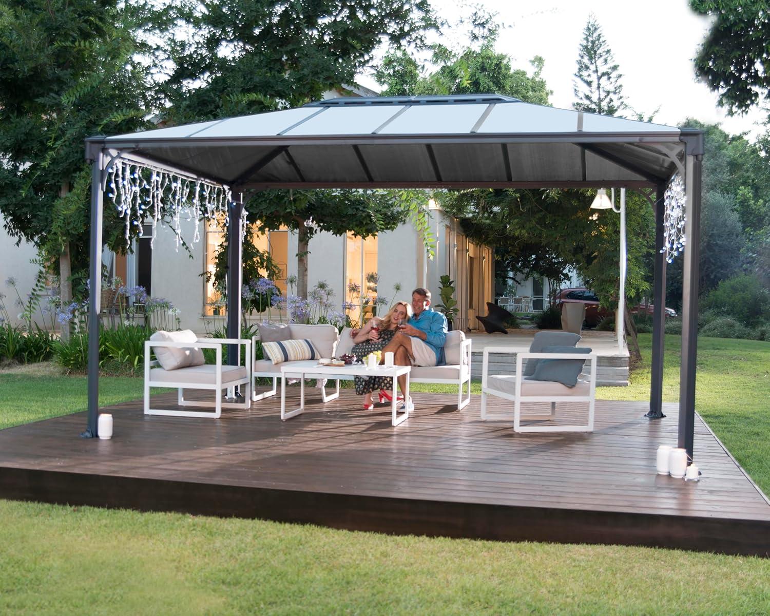 Palram - Canopia Martinique 4300 10' x 14' Polycarbonate/Aluminum Gazebo - Gray/Bronze