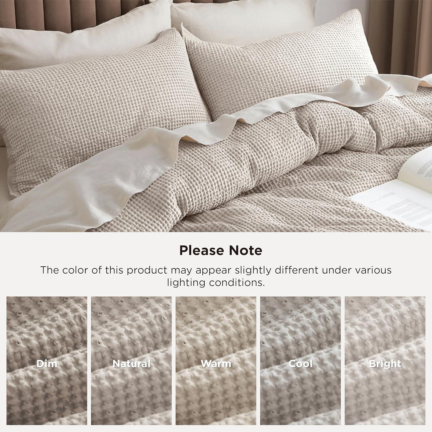 Bedsure Bedsure Cotton Duvet Cover Set - 100% Cotton Waffle Weave Coconut Duvet Cover