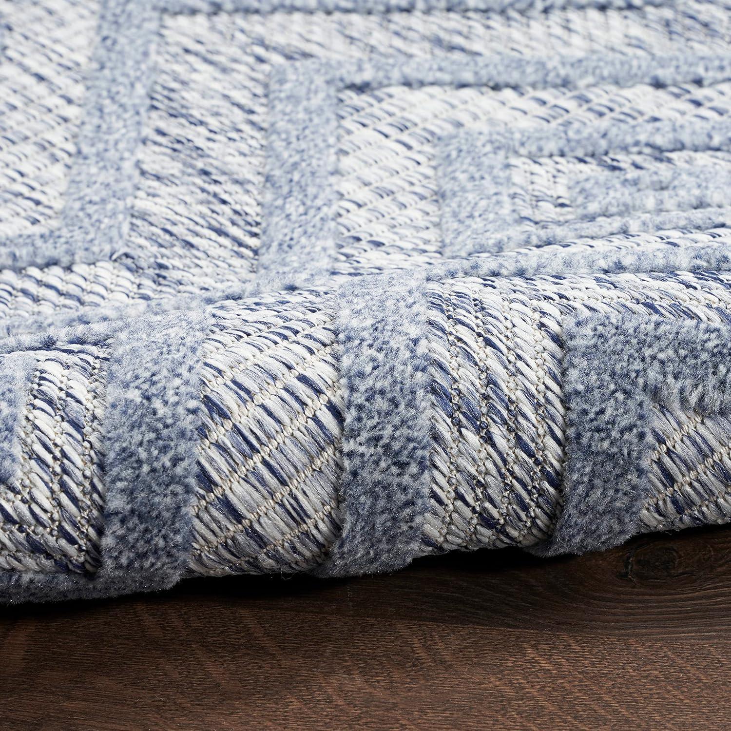 Denim Blue Diamond Flat Woven Synthetic 7' x 10' Rug