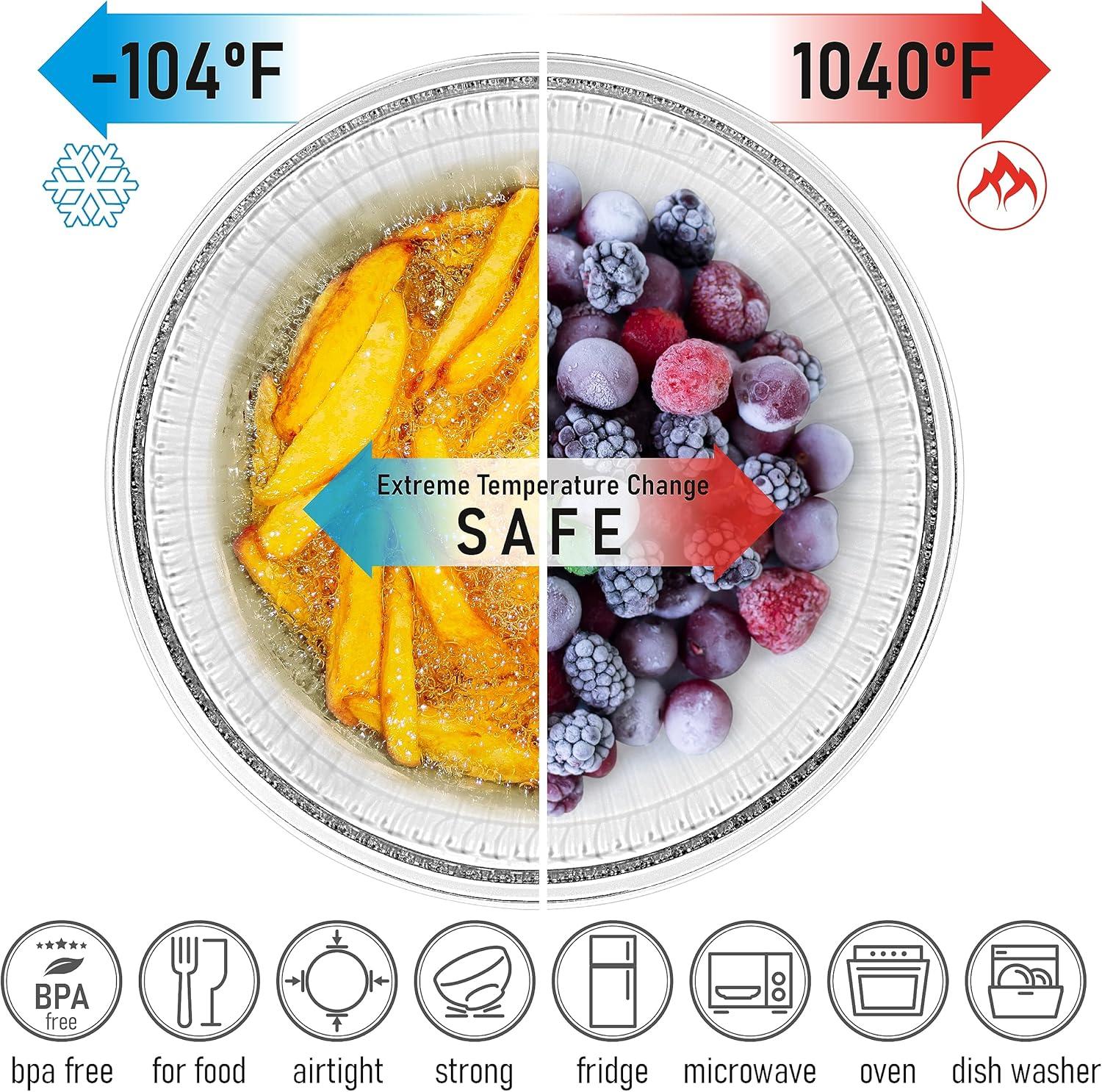 Amber Glass Meal Prep Containers with Acacia Lids, Set of 4