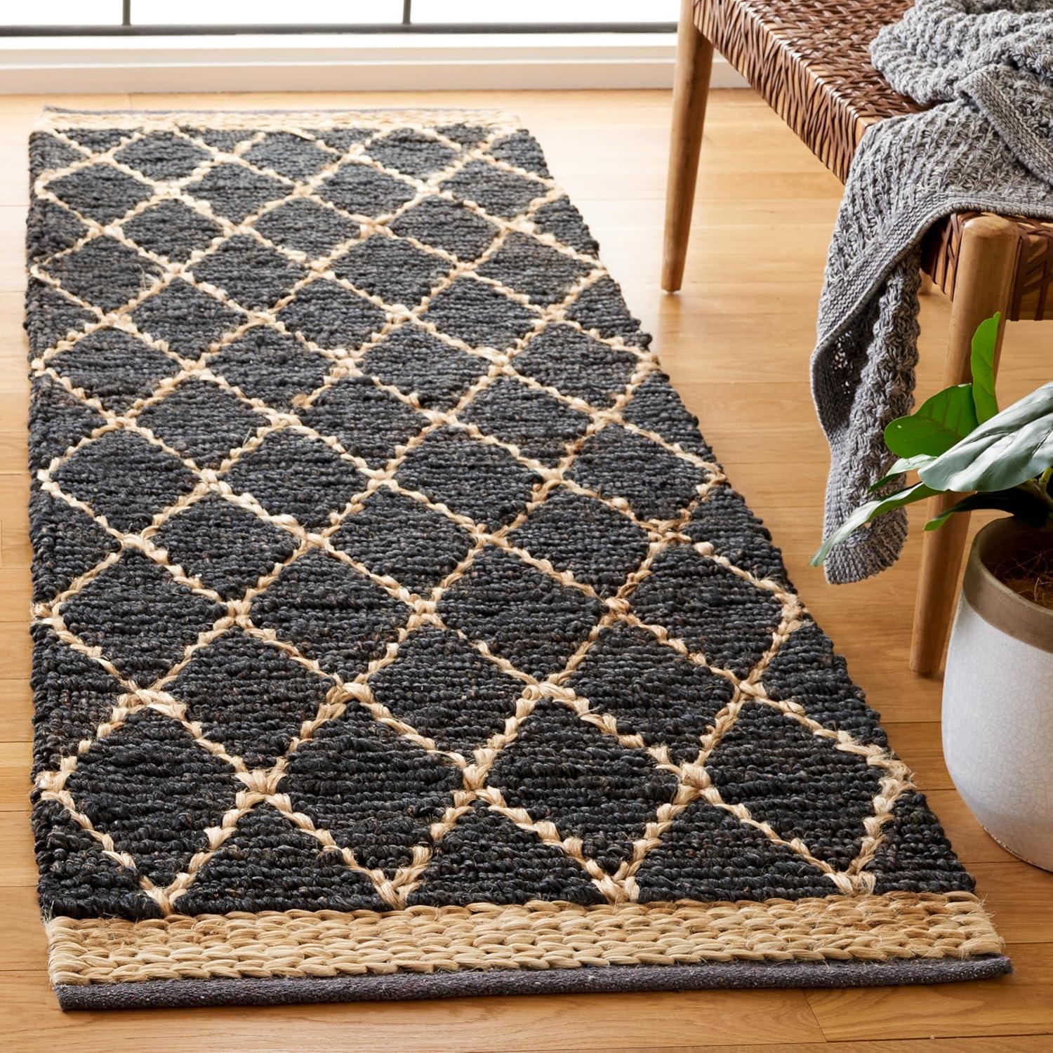 Natural Fiber NF951 Hand Loomed Runner Rug - Charcoal - 2'6"x8' - Safavieh.