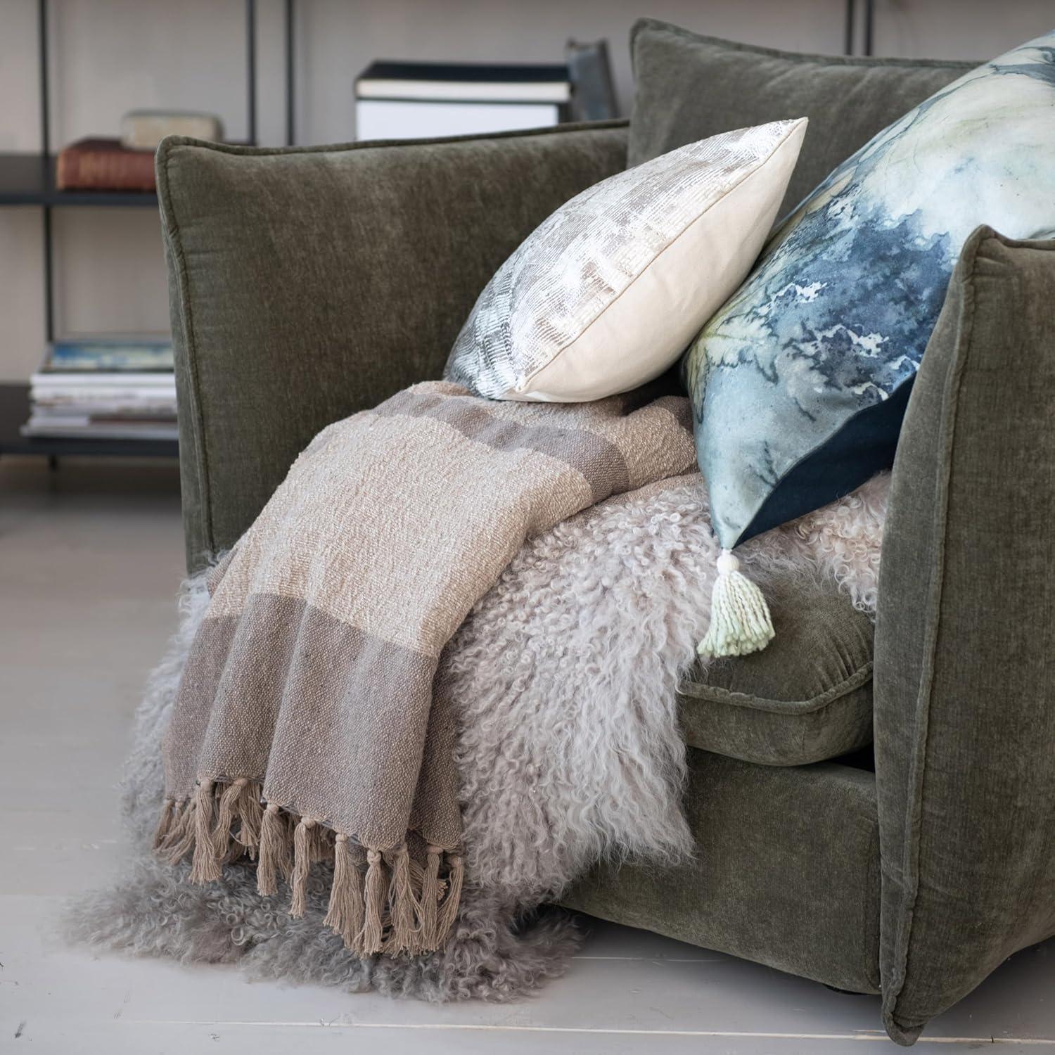 Moss Green Fabric Barrel Accent Chair with Removable Pillow