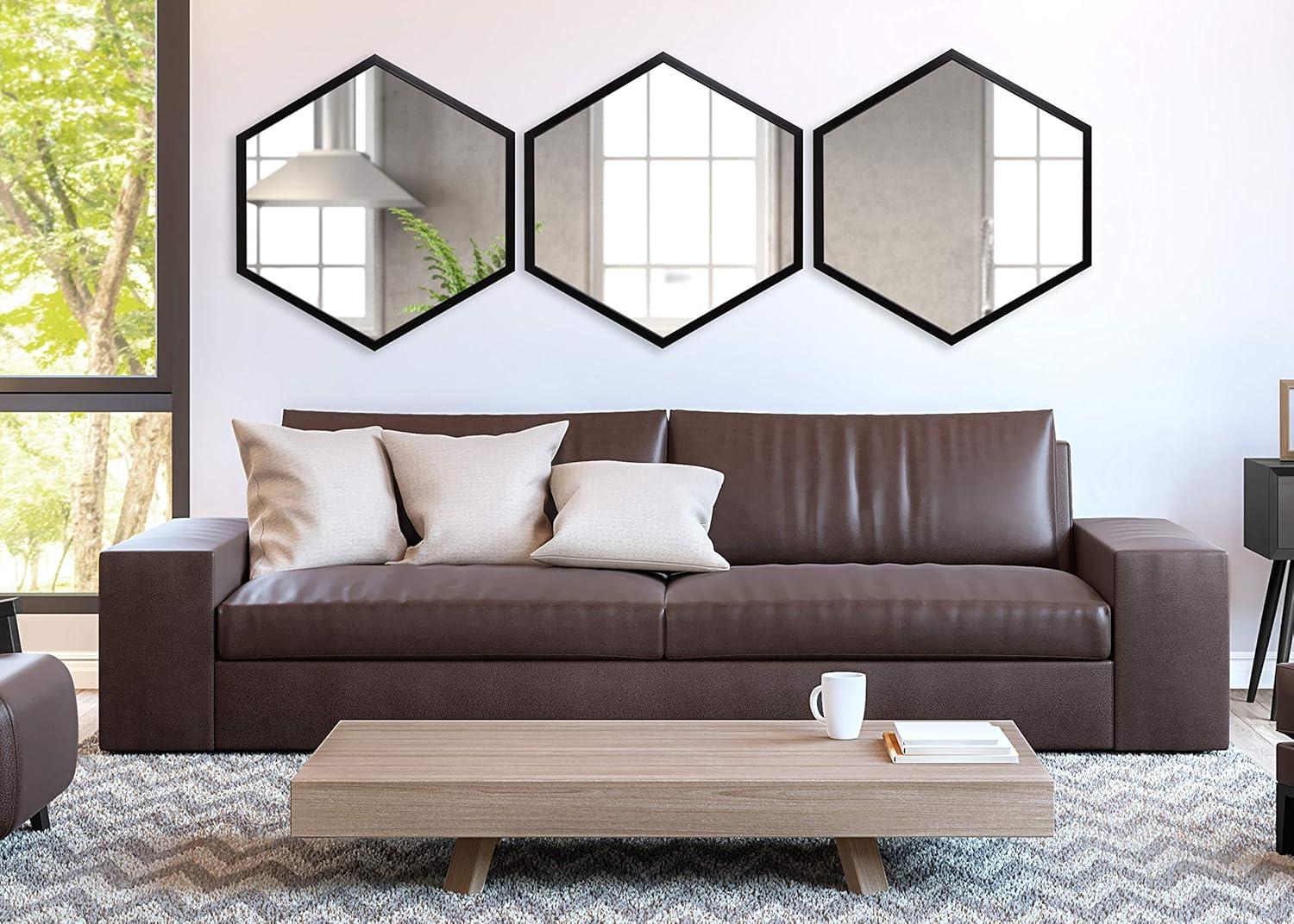 Laverty 24" x 26" Modern Hexagon Black Framed Wall Mirror