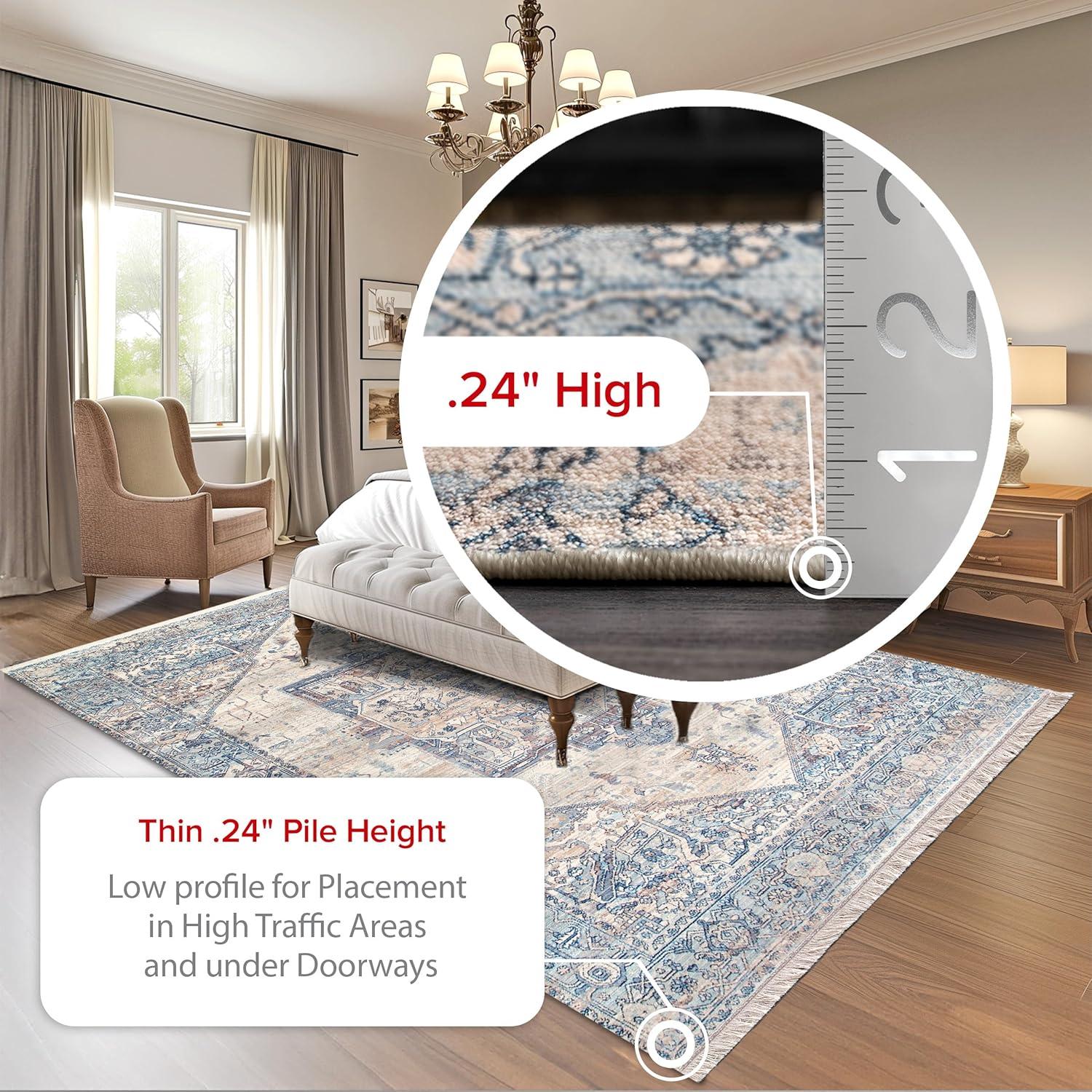 Nuloom Harriet Oriental/Persian 5 Square Indoor Area Rug for Living Room Bedroom Dining Room Kitchen, Light Blue/Multicolor