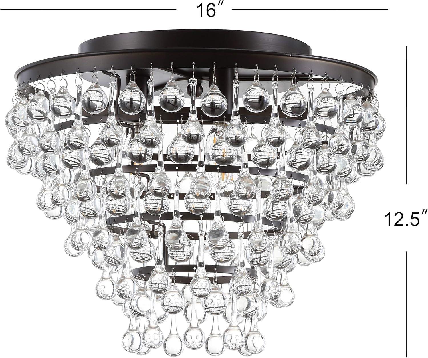 Toronto 16" Metal/Crystal LED Flush Mount, Oil Rubbed Bronze