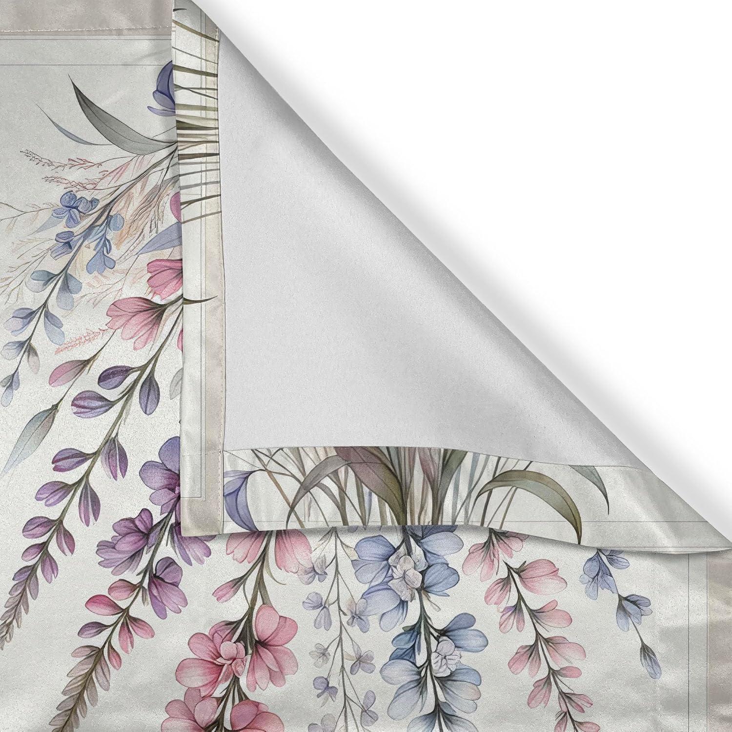 Ambesonne Cottagecore Valance & Curtain 3 Pcs Set, Pastel Colored Floral, 55"x24", Rose Lilac and Sage Green