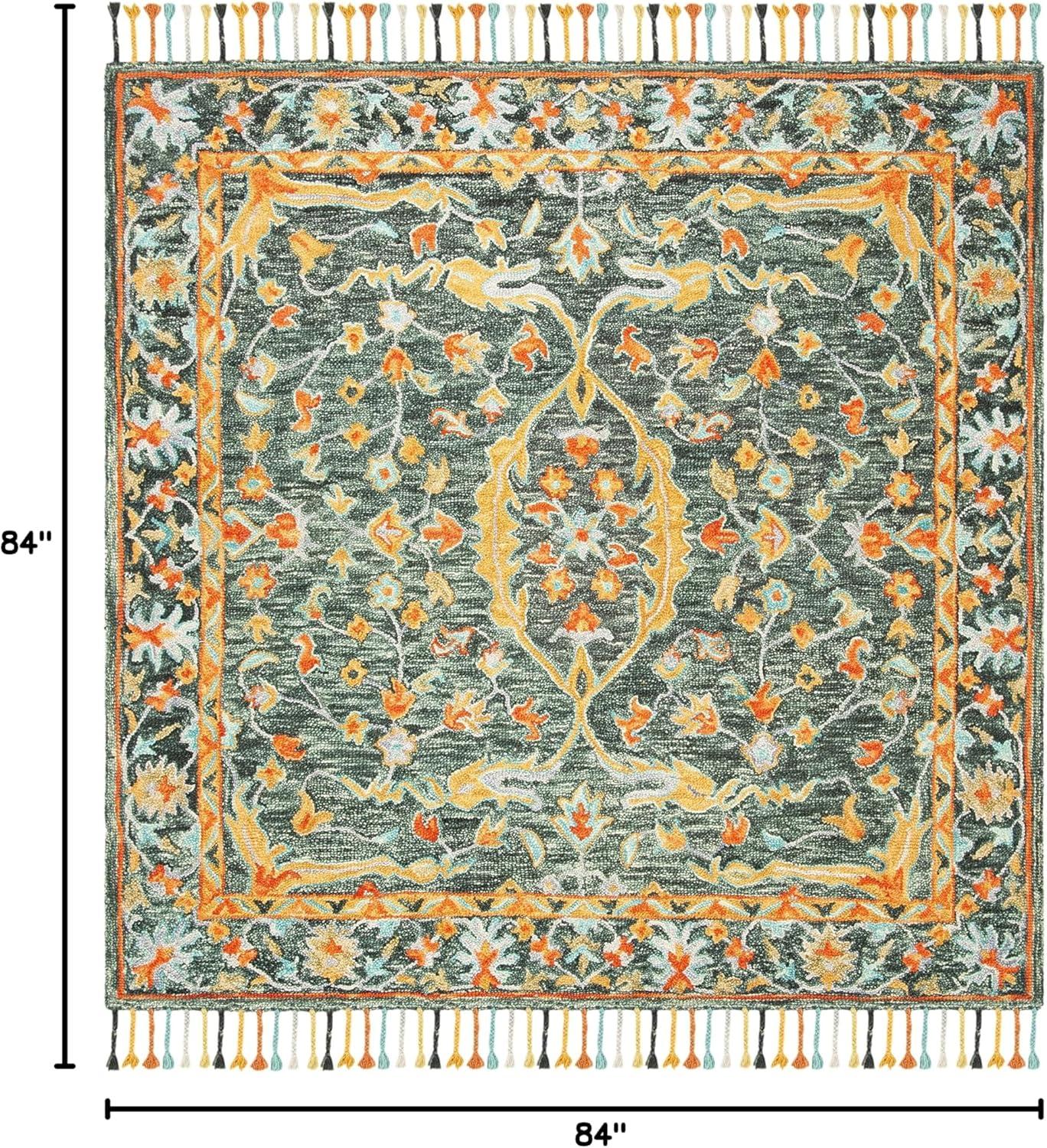 Aspen APN116 Hand Tufted Area Rug - Blue/Rust - 7' X 7' Square - Safavieh.