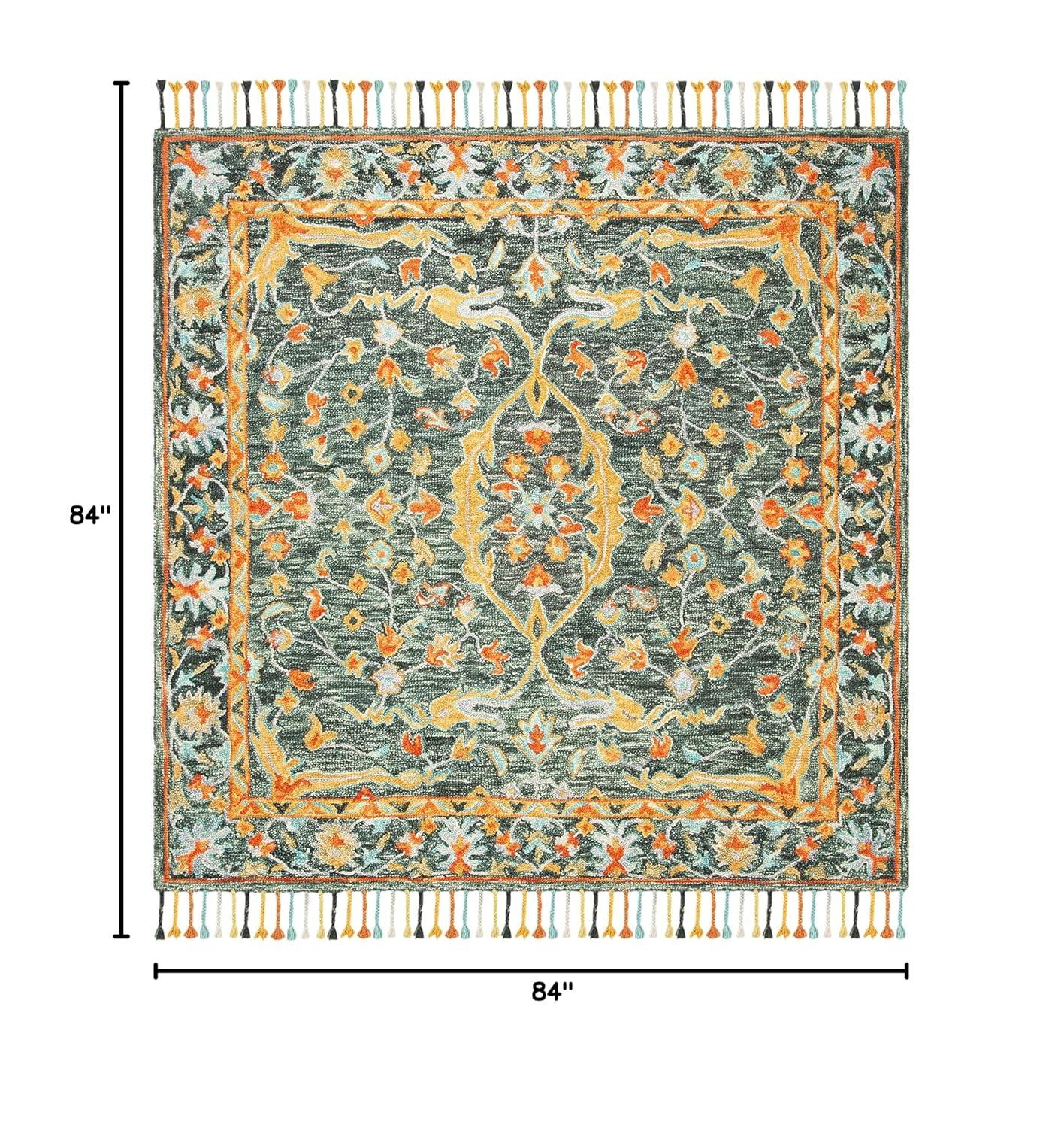 Aspen APN116 Hand Tufted Area Rug - Blue/Rust - 7' X 7' Square - Safavieh.