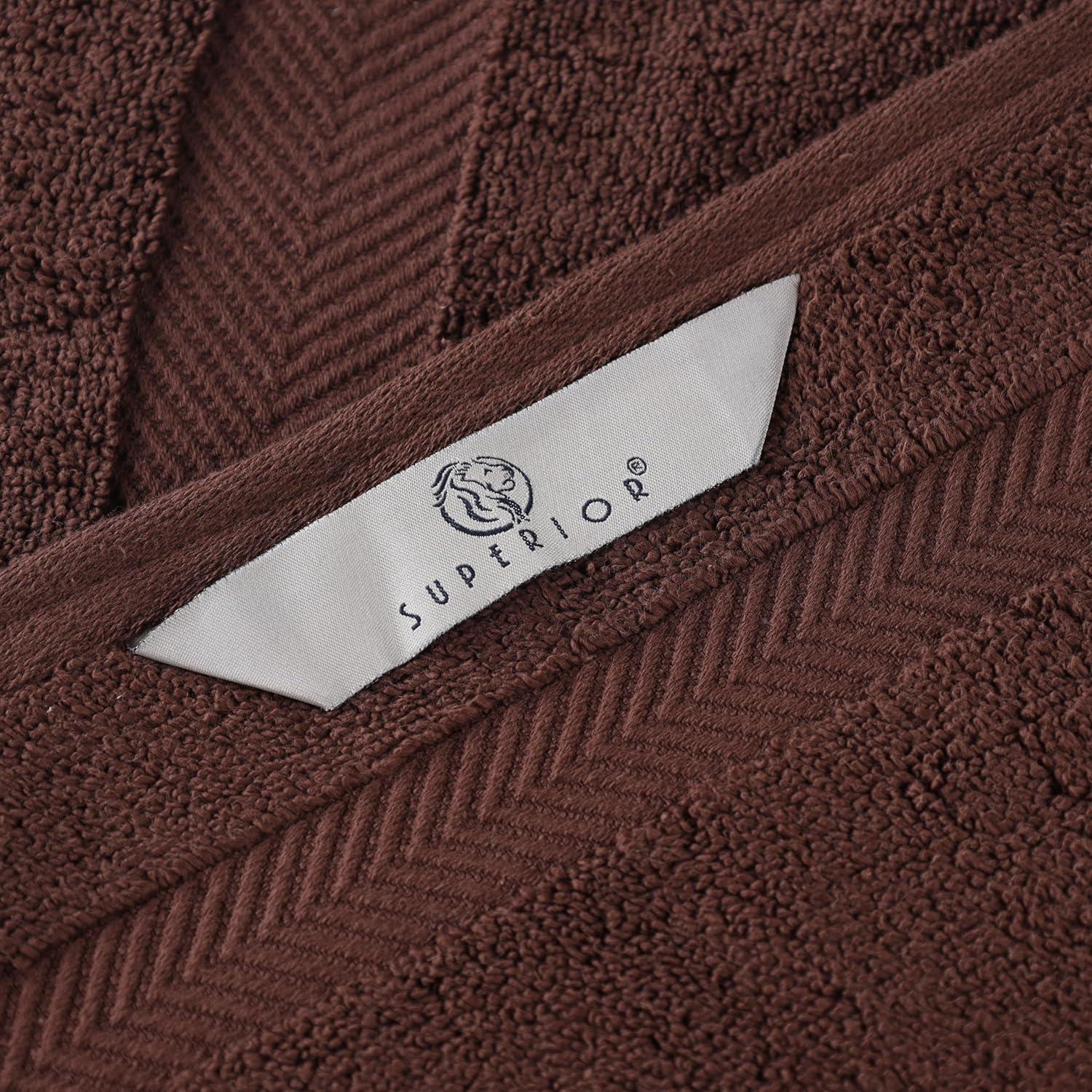 Superior Zero Twist Cotton 12 Piece Assorted Towel Set, Espresso