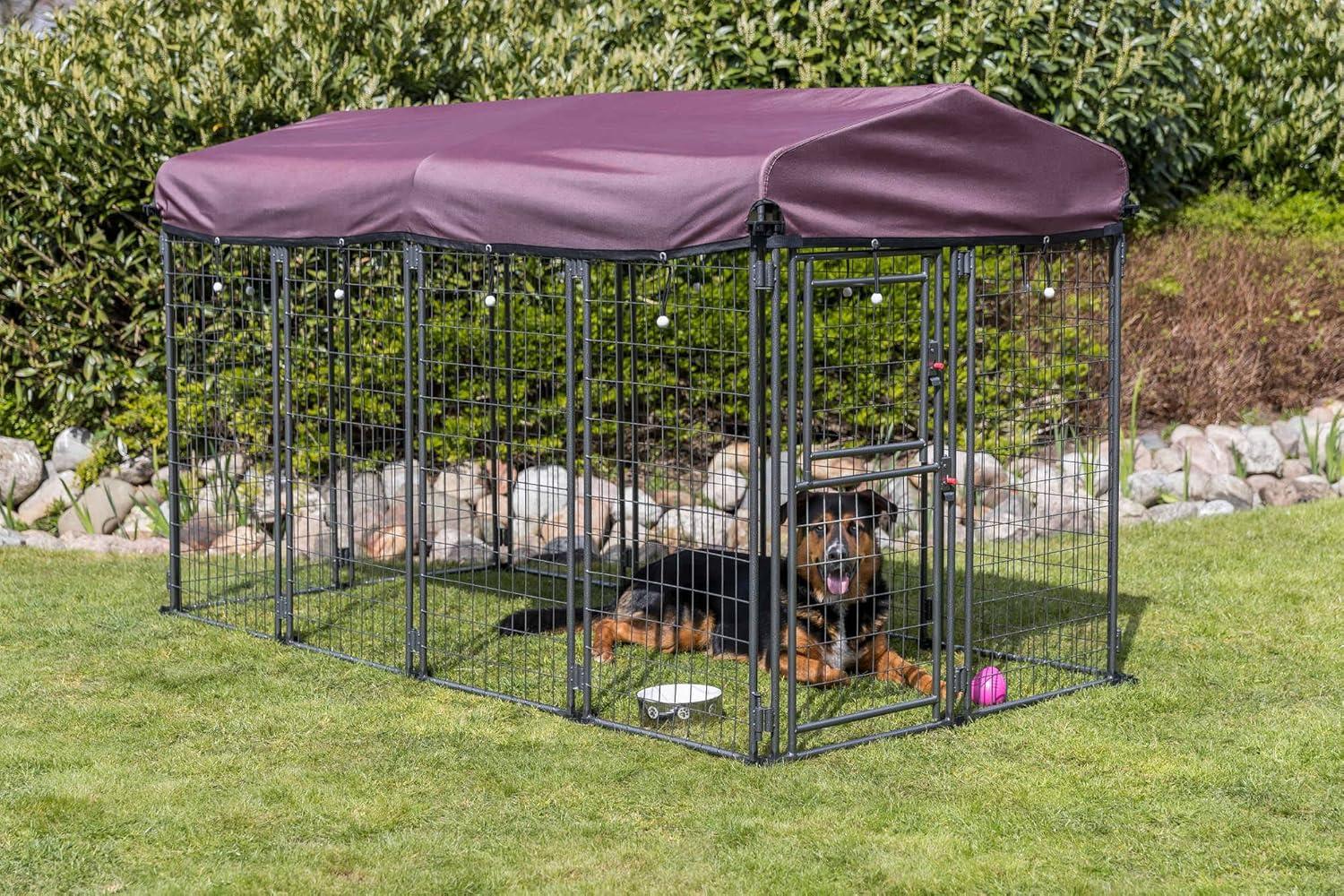 TRIXIE Deluxe XXL Expandable Metal Dog Kennel with Cover, 8x4' Wide