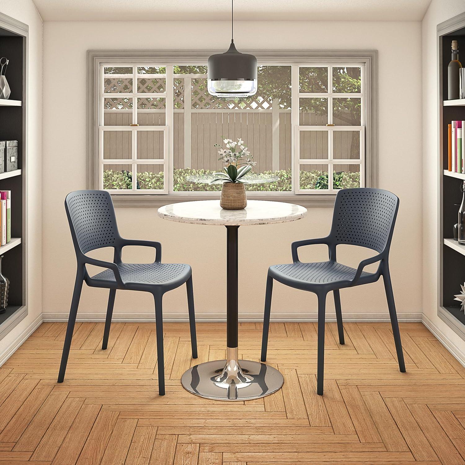COSCO Outdoor/Indoor Stacking Resin Chair with Square Back and Arms