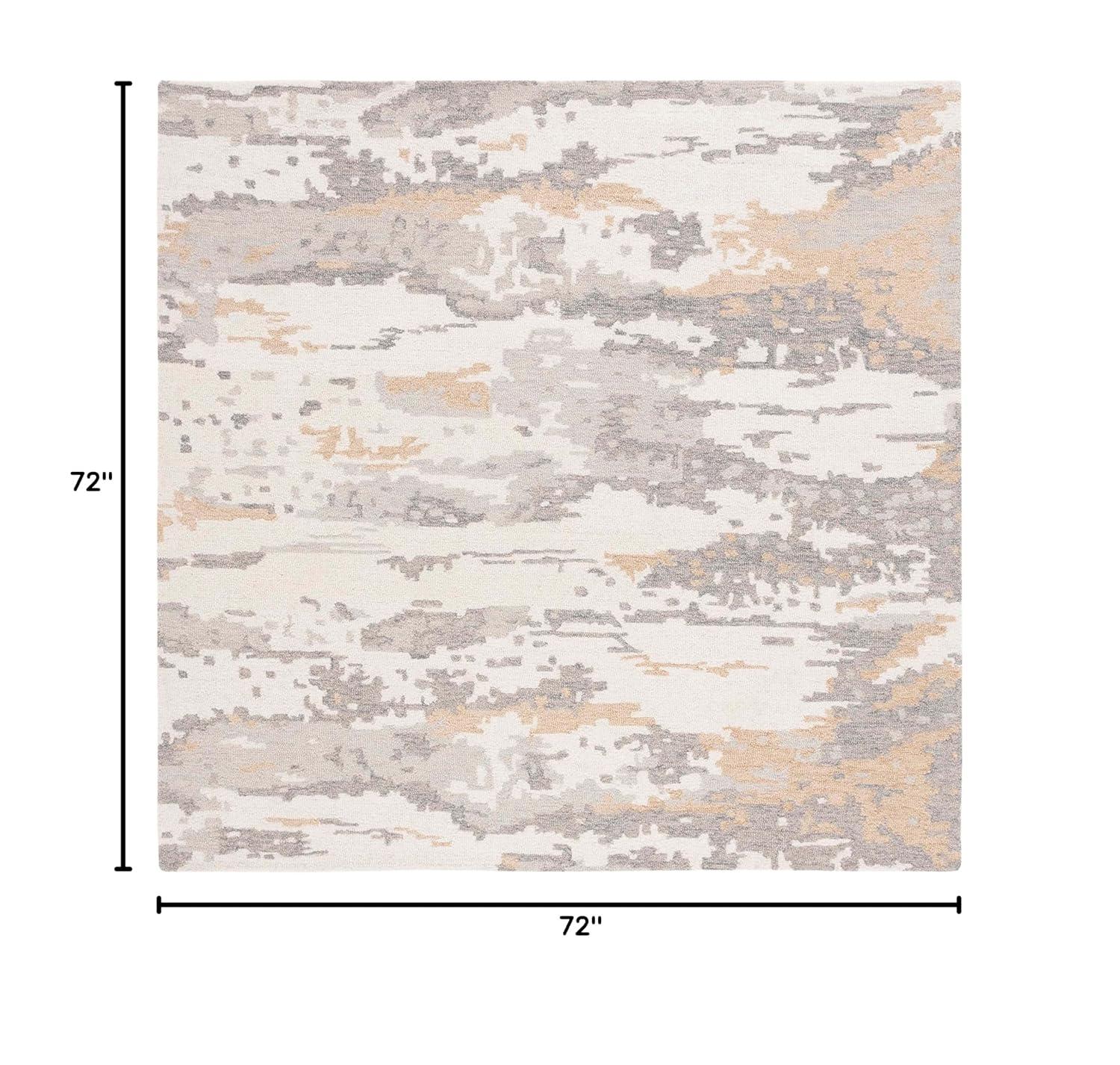 Abstract ABT465 Handmade Indoor Area Rug - Ivory/Grey - 6'x6' - Safavieh
