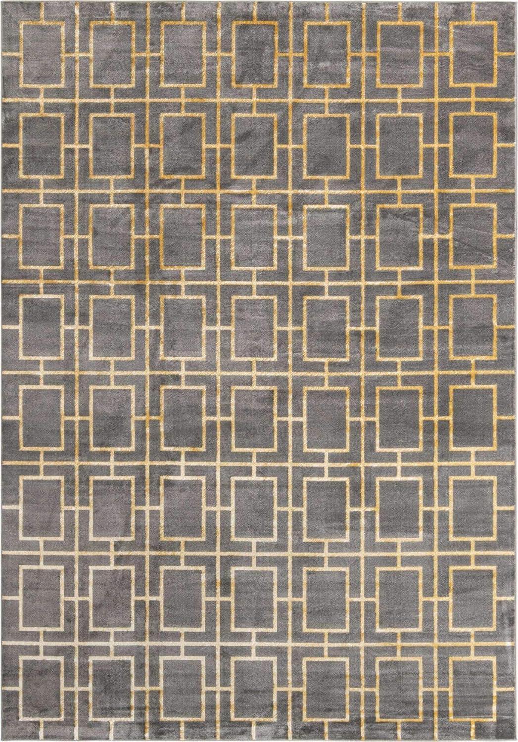 Glam Geometric Gray/Gold Area Rug