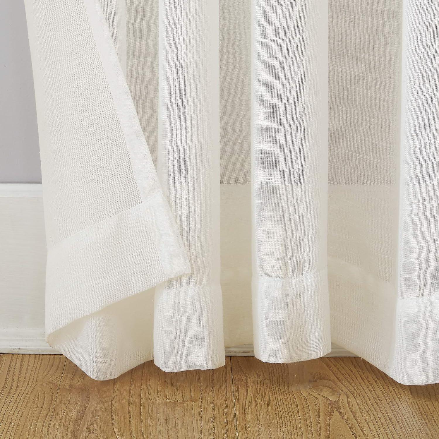 63"x52" Slub Textured Linen Blend Grommet Top Curtain Ivory - Archaeo: Light Filtering, Modern Indoor Panel