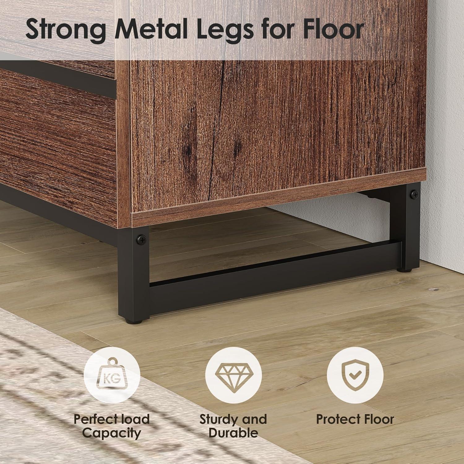 WAMPAT Dresser for Bedroom, Closet Organizers and Storage with 6 Drawers, Chest of Drawers with Metal Base, Modern Wood Dresser for Living Room, Entryway, Brown