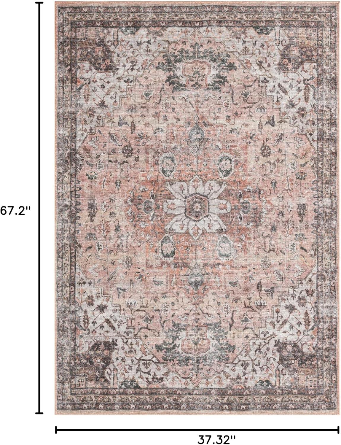 Everwash™ Callaghan Esther Bohemian Medallion Machine Washable Area Rug, Coral, 3'11"x5'6"