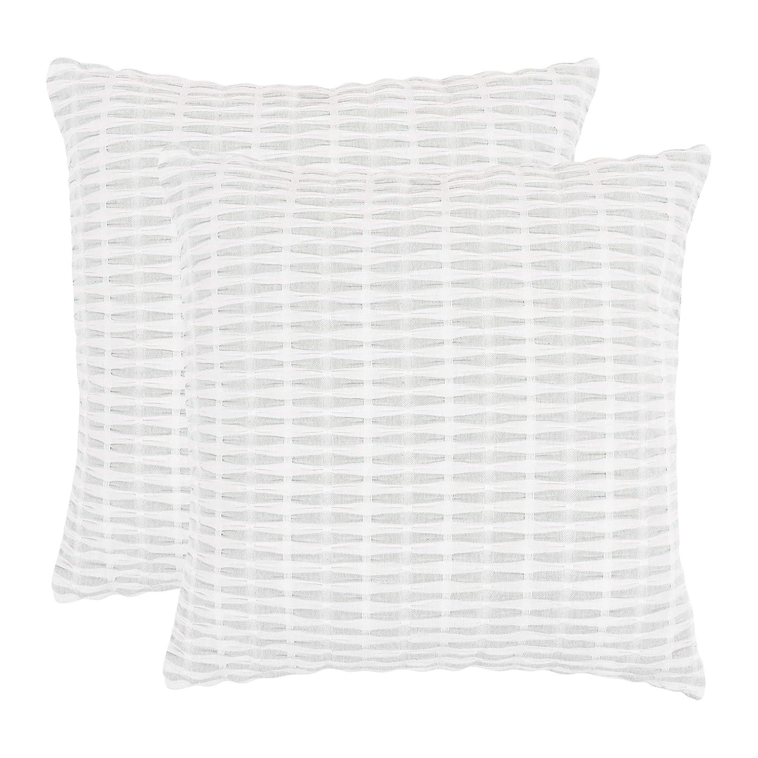 KAF Home Pleated Please Striped Cotton Pillow Cover (Set of 2)