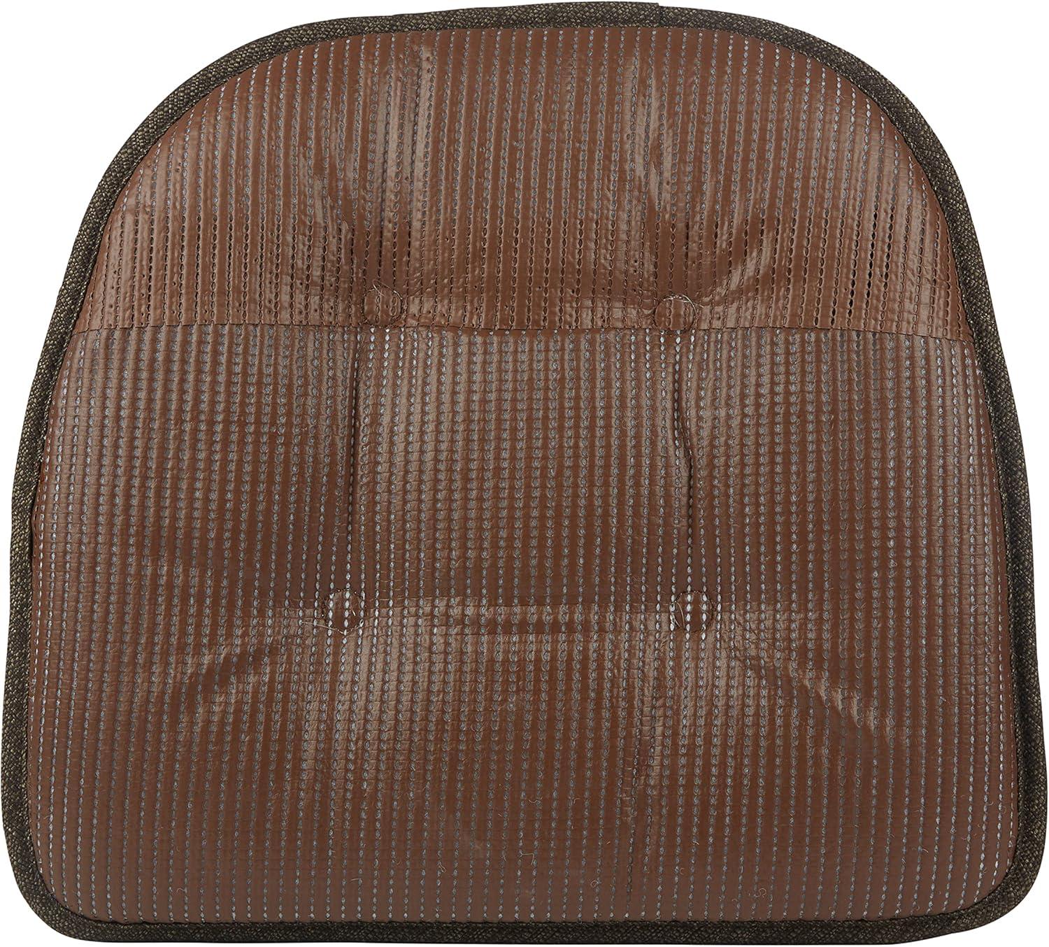 Non-Slip Tufted Chair Cushions for Dining Room, Kitchen and Office Use, U-Shaped Skid-Proof Seat Pad, 15x16 Inches, 4 Pack, Chestnut