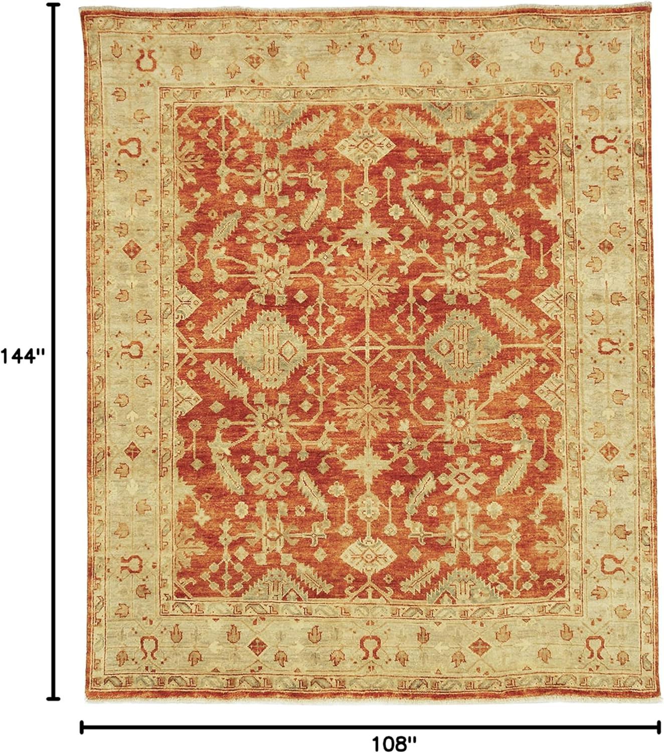 Elegant Ivory Hand-Knotted Wool Area Rug 9' x 12'