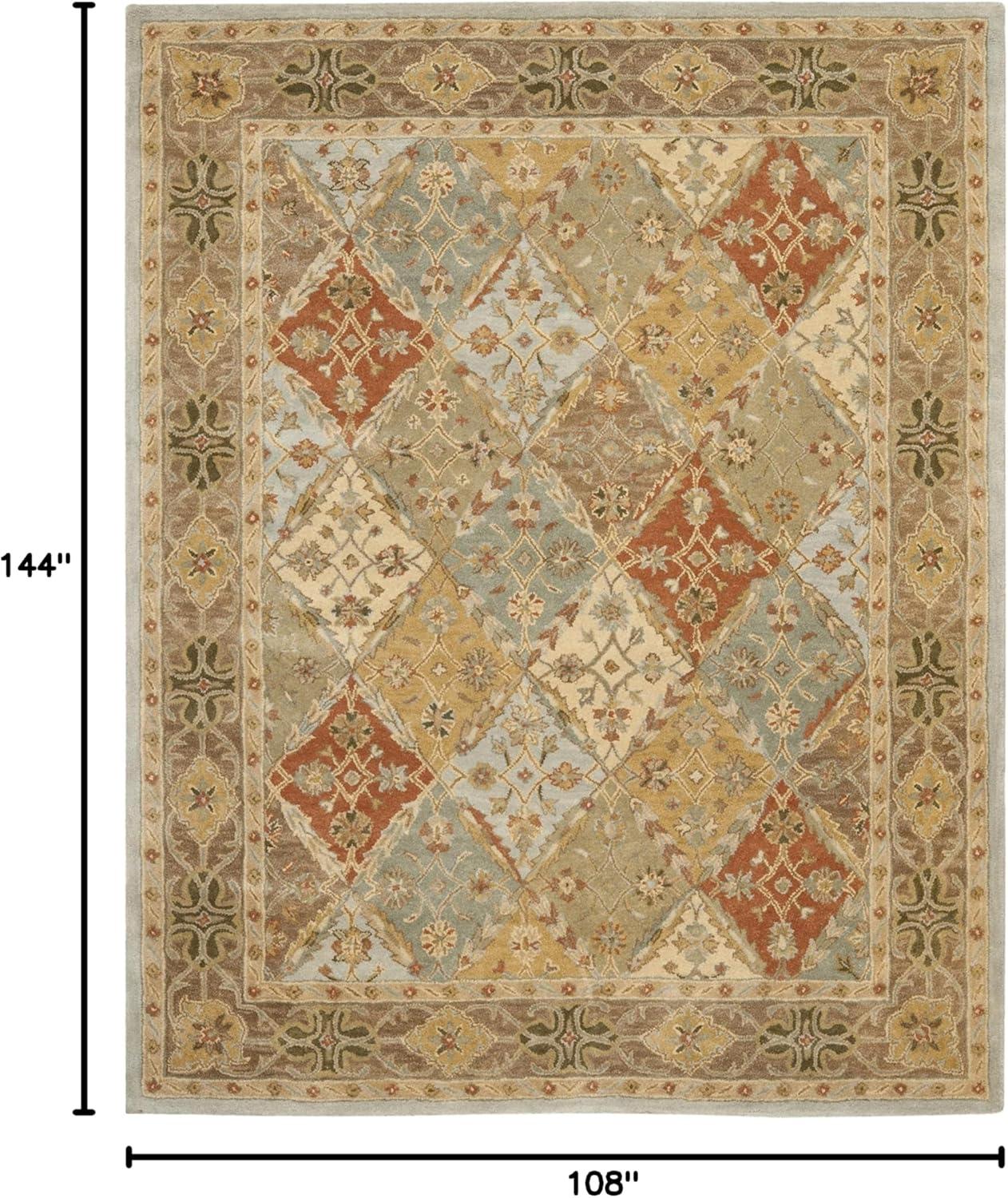 SAFAVIEH Heritage Abbey Traditional Wool Area Rug, Light Blue/Light Brown, 9' x 12'