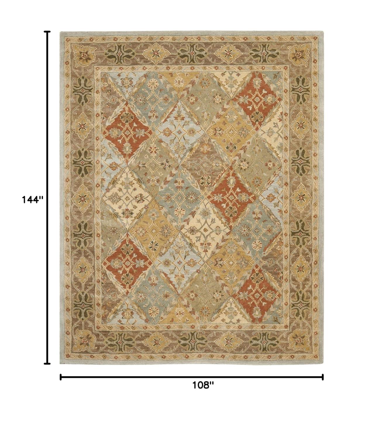 SAFAVIEH Heritage Abbey Traditional Wool Area Rug, Light Blue/Light Brown, 9' x 12'
