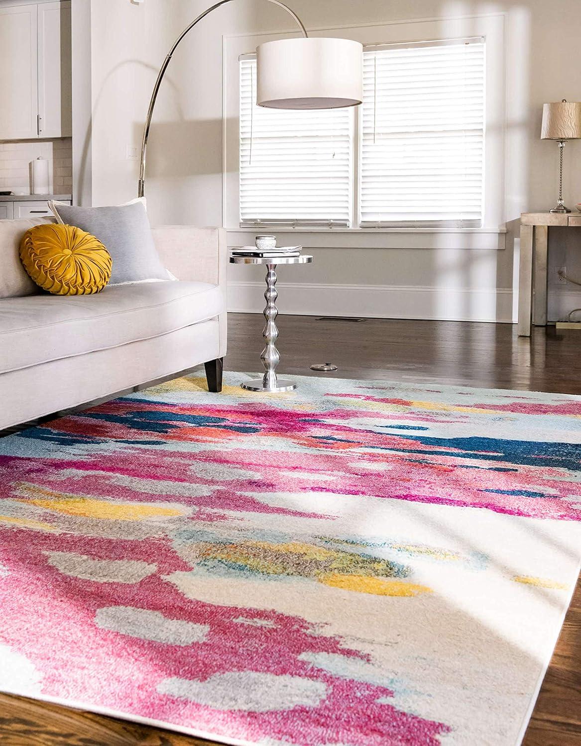 Unique Loom Estrella Collection Area Rug - Laurnell (5' 1" x 8' Rectangle Pink/Orange)