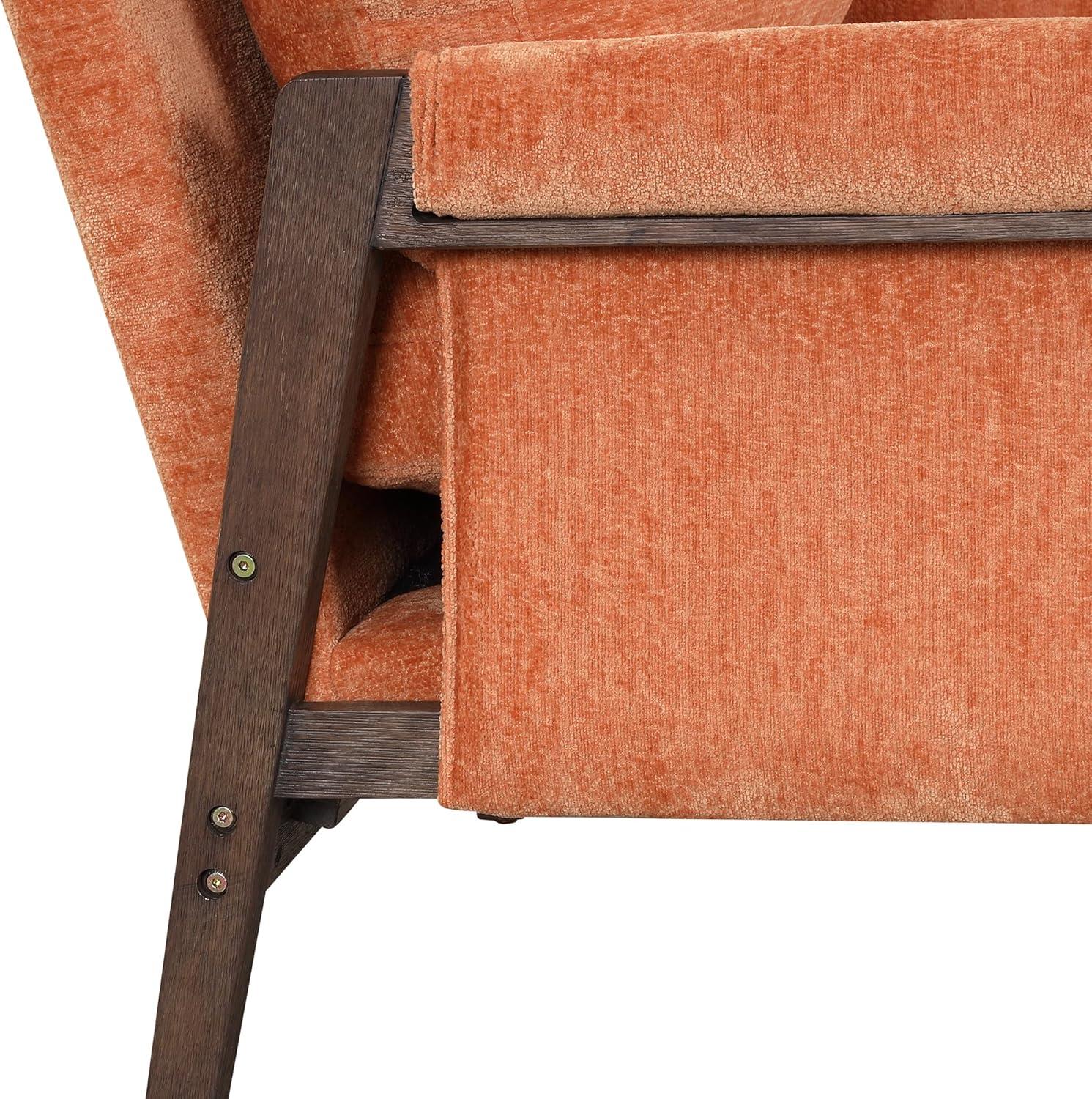 Roundhill Furniture Kelly Mid-Century Modern Velvet Accent Armchair, Orange