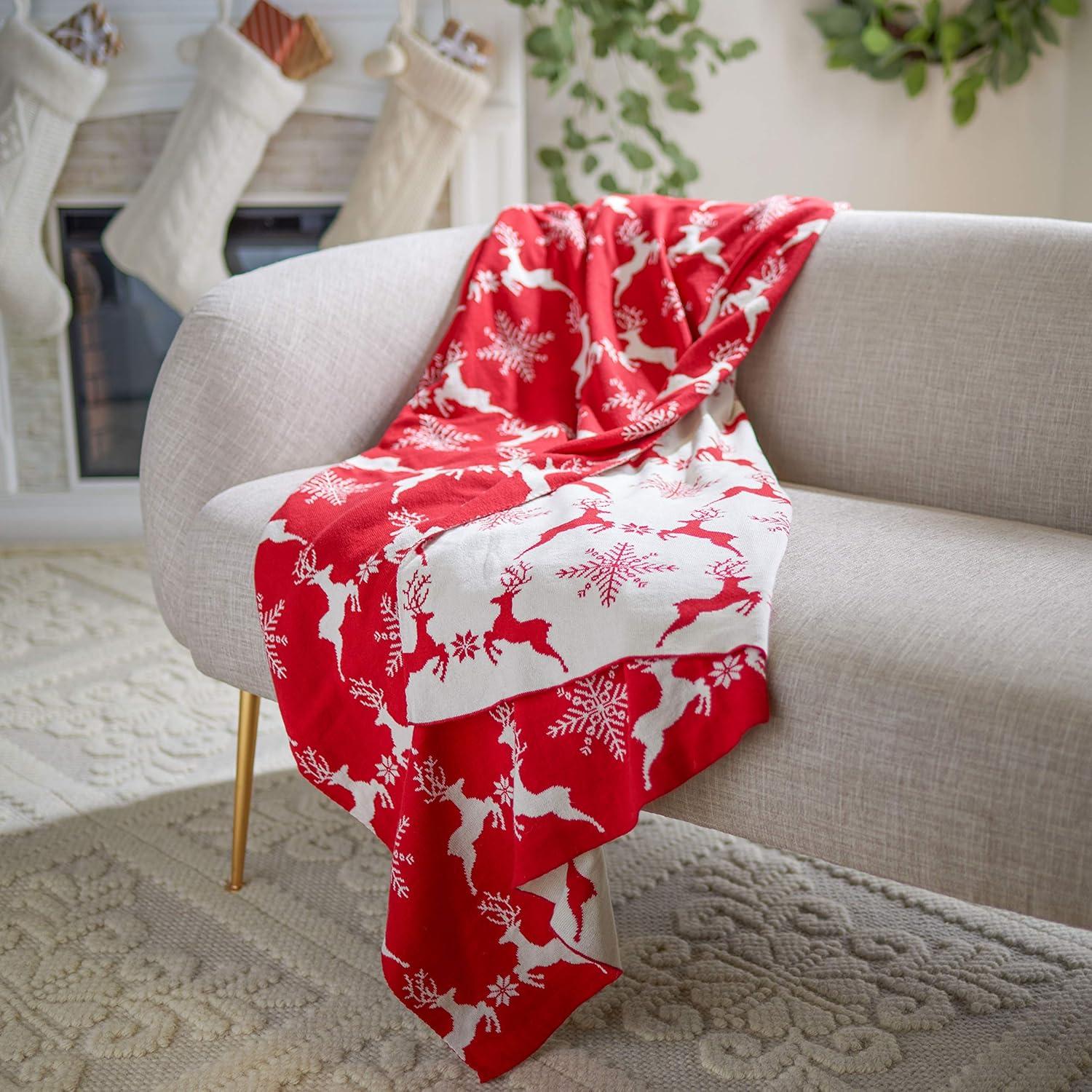 Red Cotton Reversible Dancer Throw Blanket