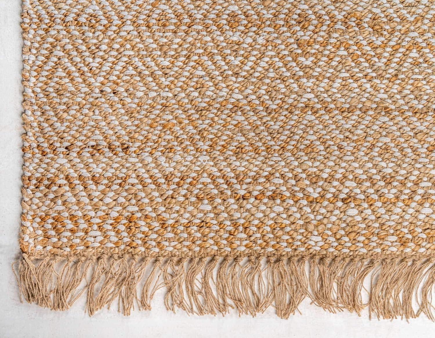 Unique Loom Braided Jute Assam Trellis Indoor Hand Made Fringe Area Rug