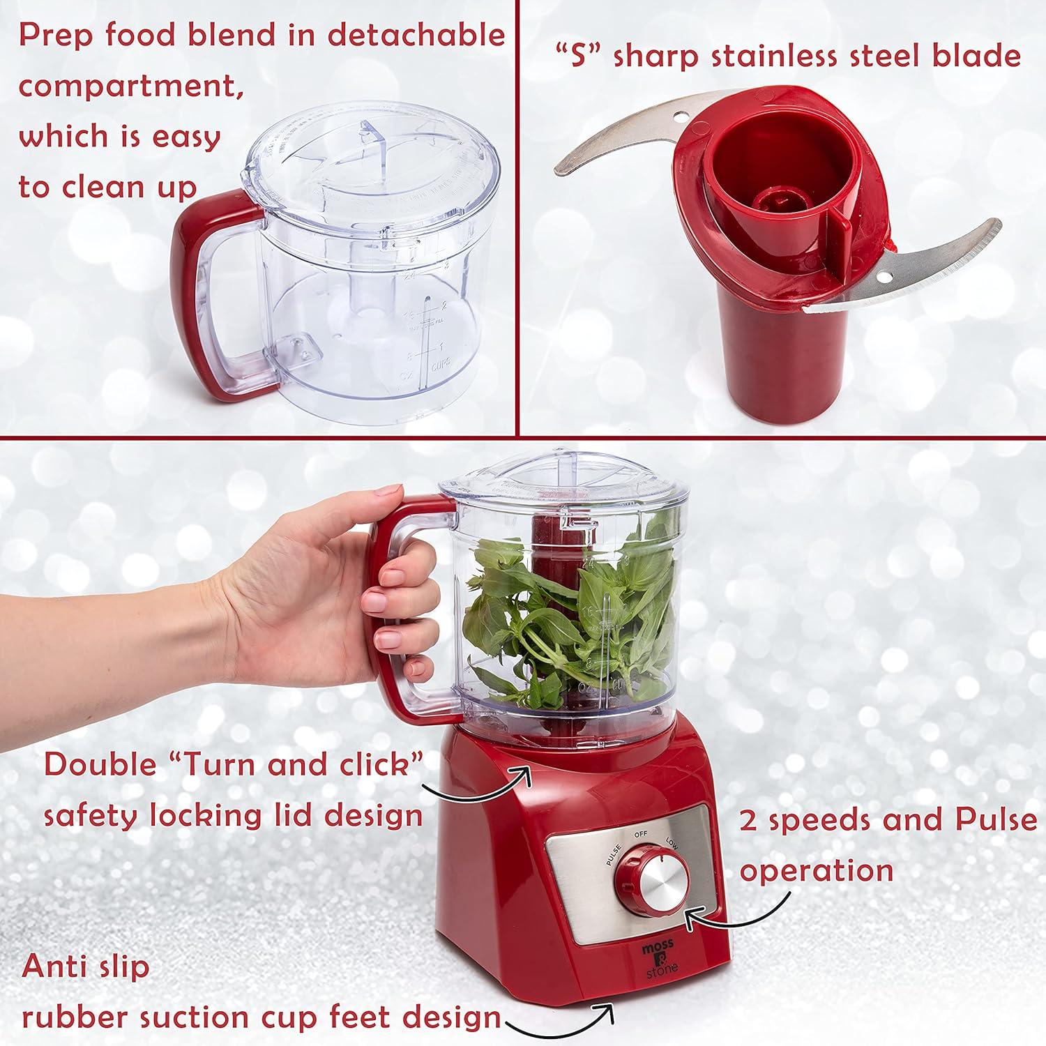 Moss & Stone 8-Cup Black Food Processor, Electric Chopper & Grinder, 500W