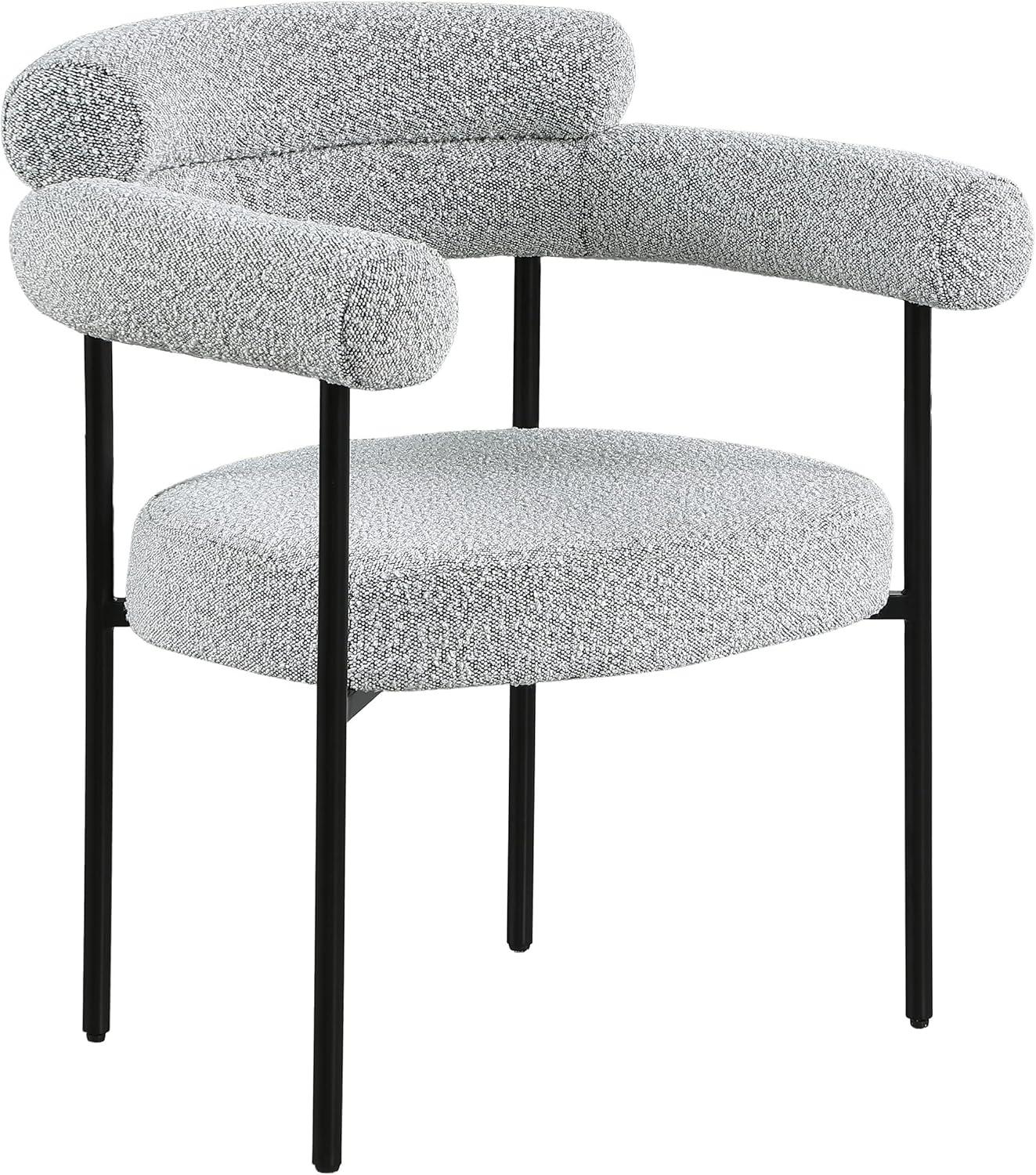 Meridian Furniture Blake Grey Boucle Fabric Dining Chair Set of 2