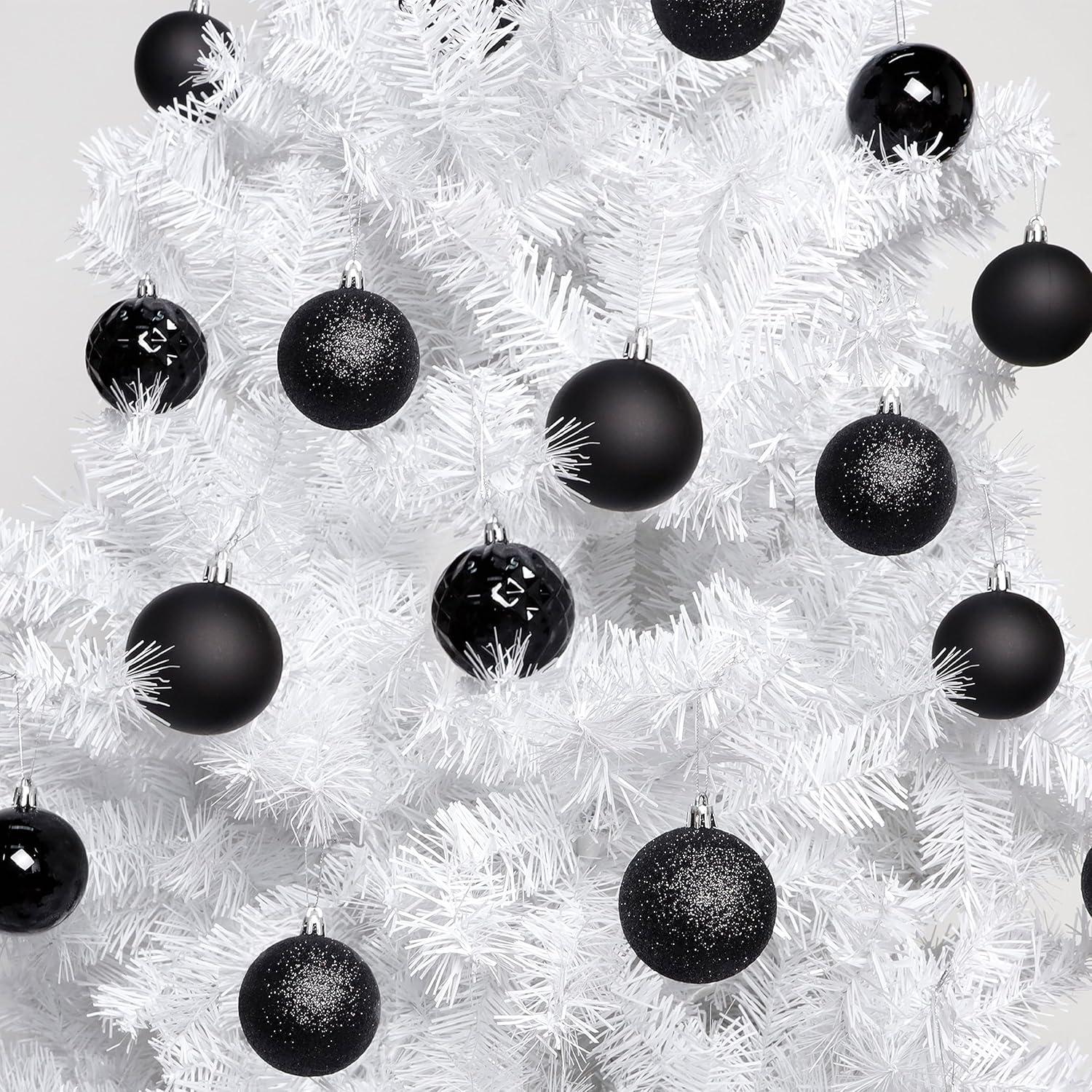 CHGBMOK 24Pcs Christmas Balls Ornaments for Xmas Christmas Tree - Shatterproof Christmas Tree Decorations Hanging Ball for Holiday Wedding Party Decoration (Black, 1.57"-4Cm)