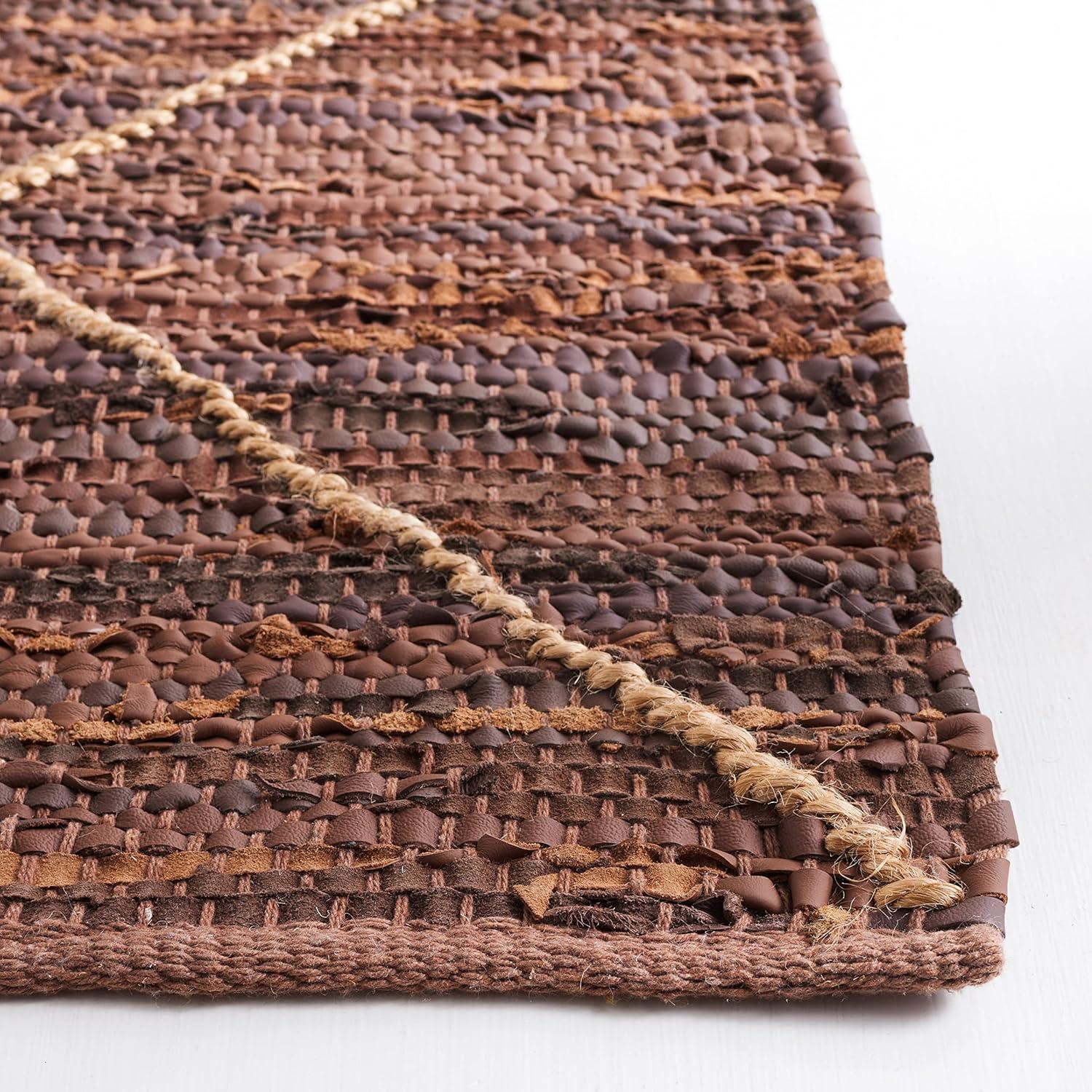 Safavieh Vintage Leather Hand Woven 75% Leather, 15% Jute, And 10% Cotton Geometric Rug