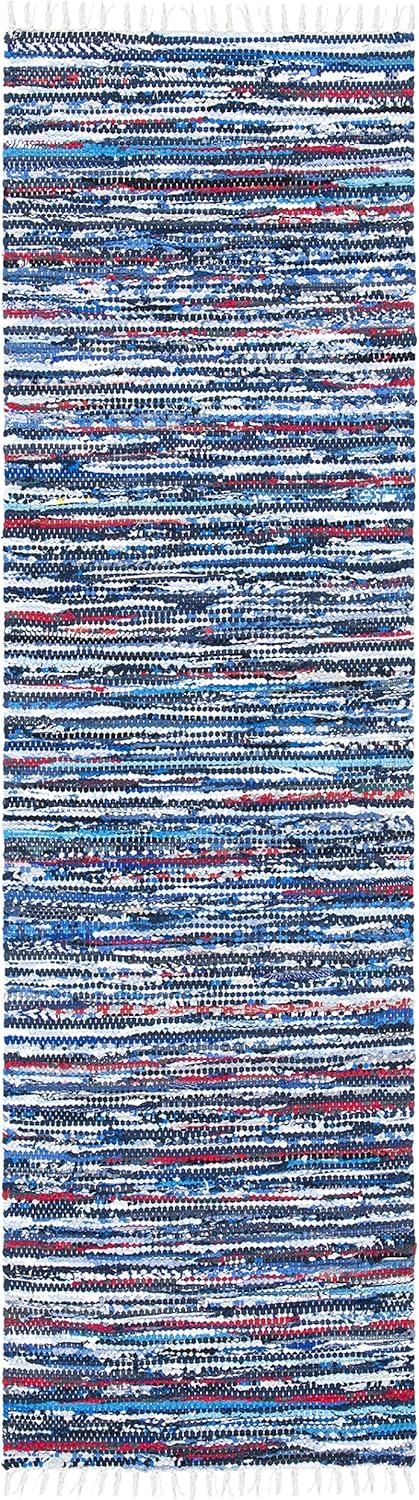 Rag Rug RAR128 Hand Woven Indoor Runner Rug - Blue/Multi - 2'3"x12' - Safavieh.