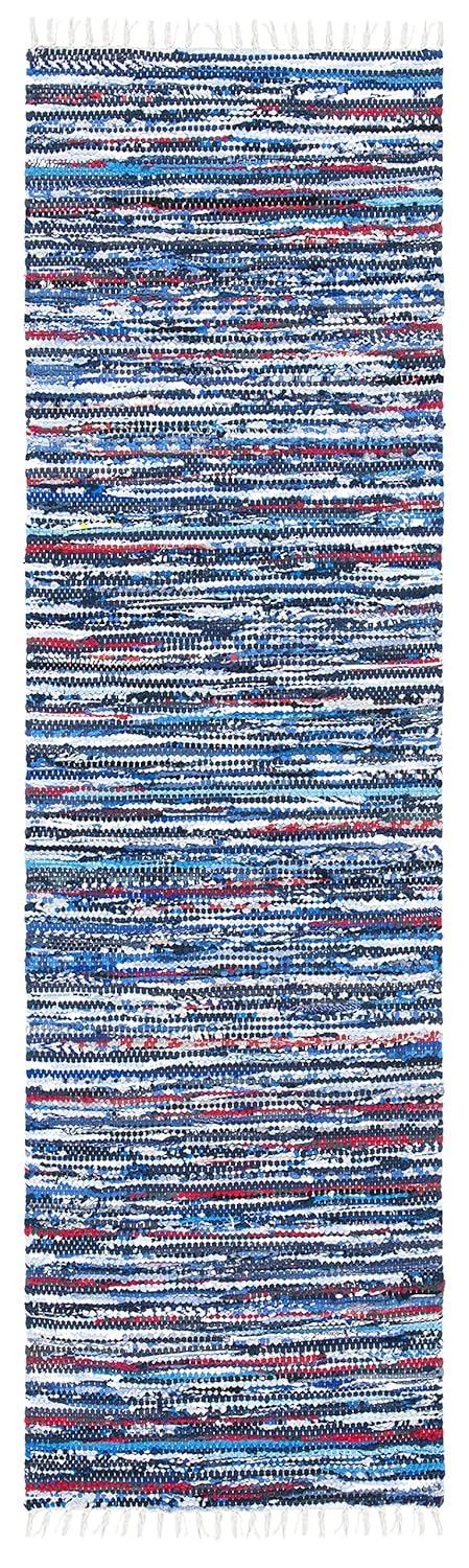 Rag Rug RAR128 Hand Woven Indoor Runner Rug - Blue/Multi - 2'3"x12' - Safavieh.