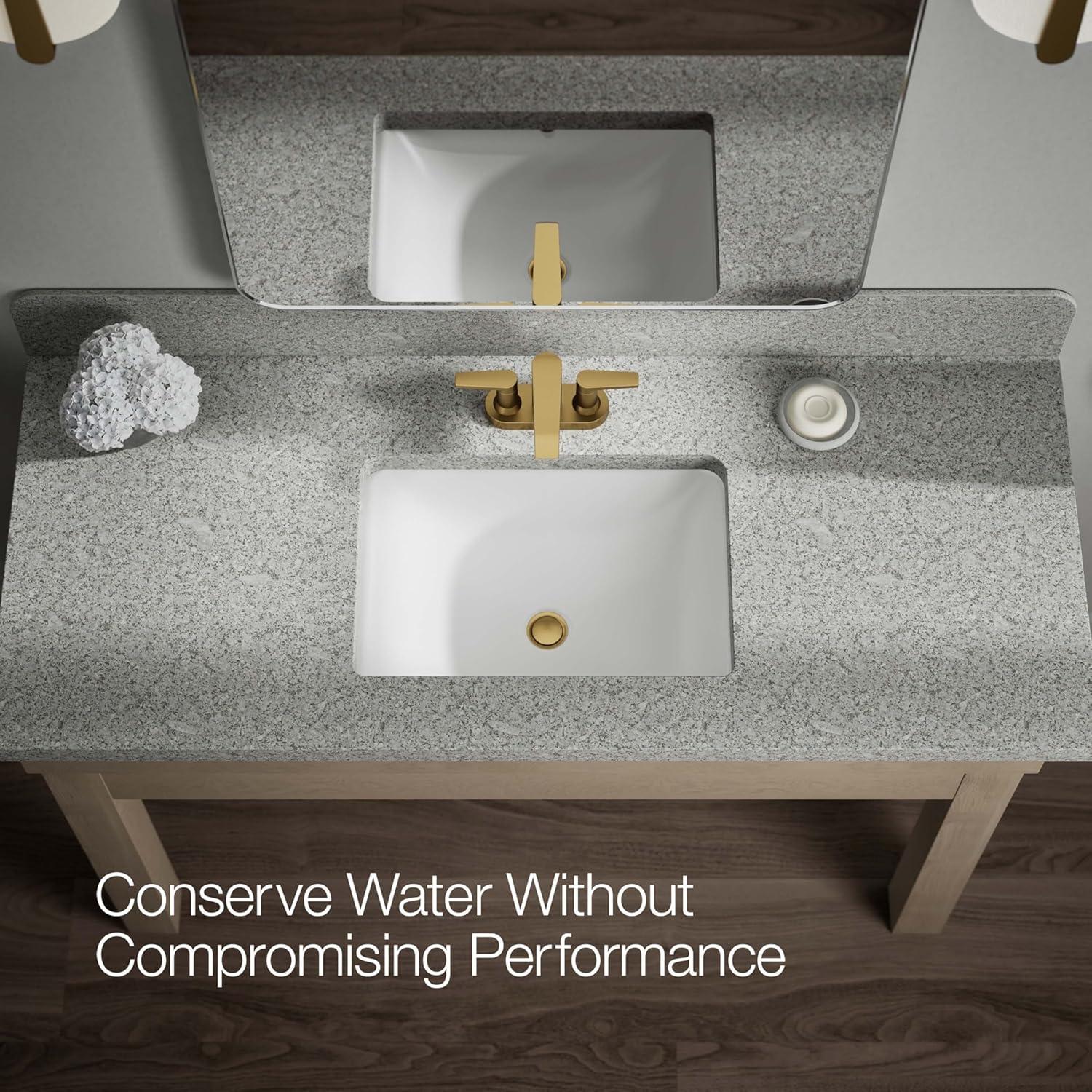 Kohler Hint Centerset 4 inch Bathroom Faucet with Pop-Up Drain Assembly, 2-Handle Bathroom Sink Faucet, 1.2 gpm