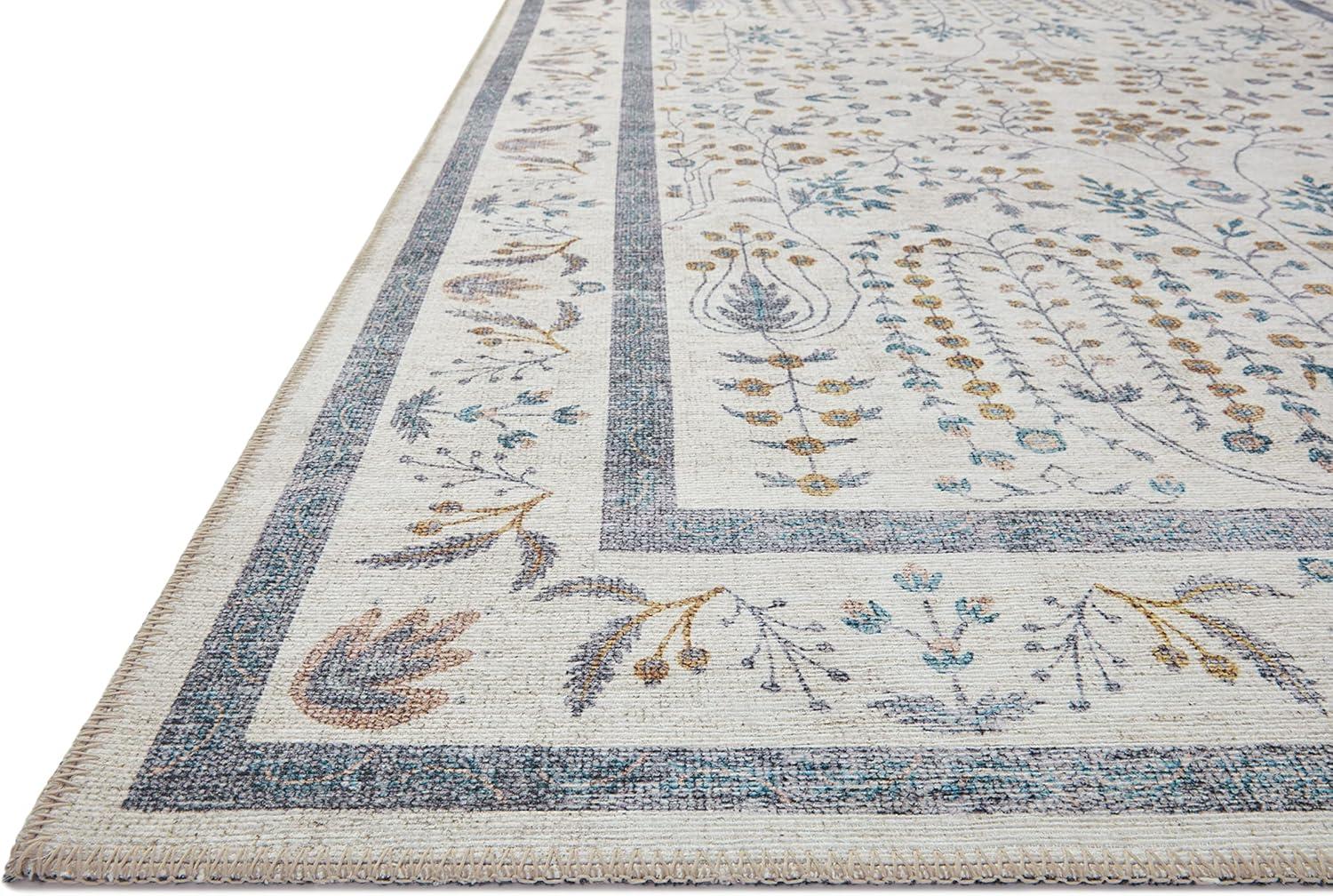 Blue and Yellow Botanical Bliss 60" Wool Blend Area Rug